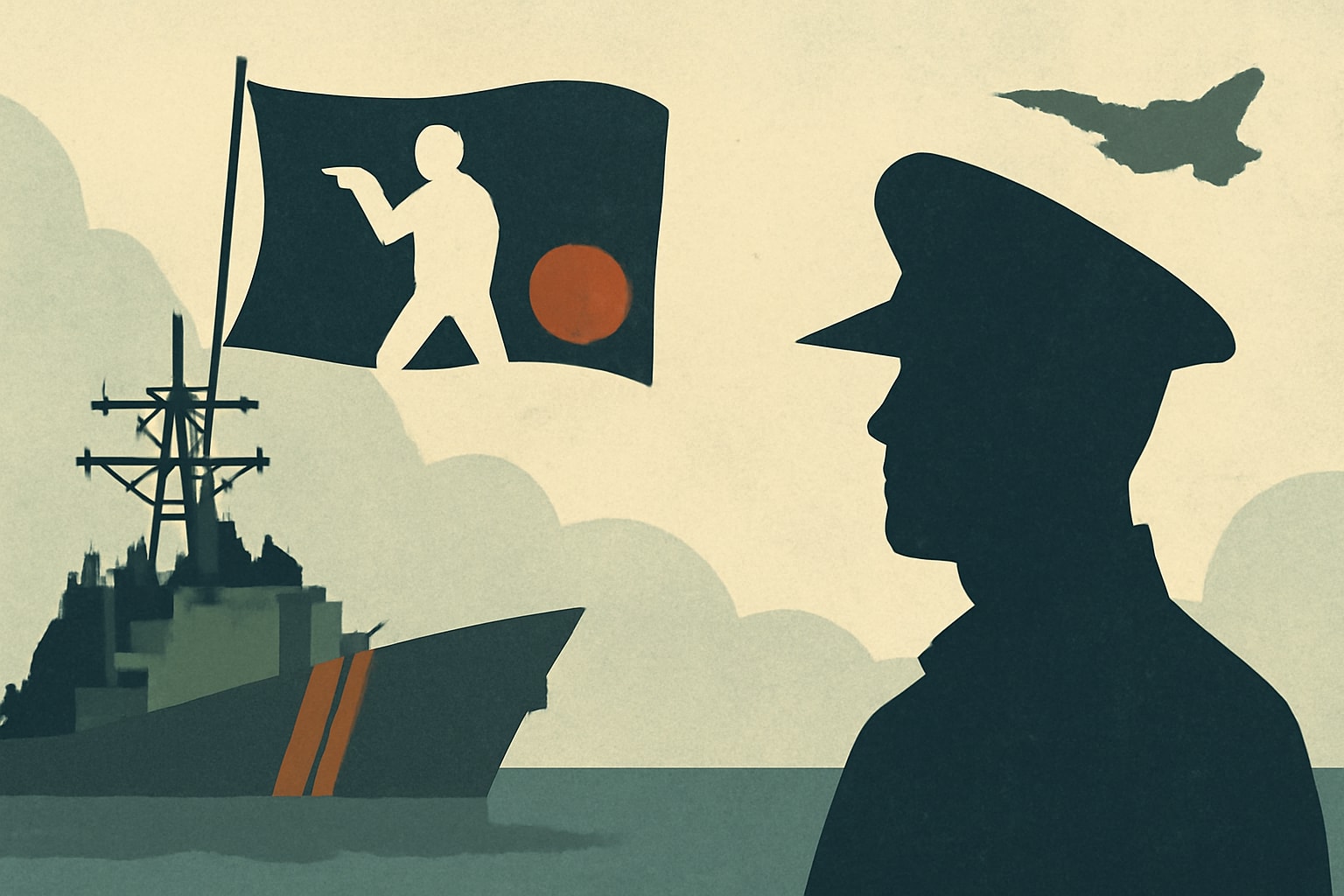 Editorial illustration for: USS Stockdale Flies '007' Battle Flag Honoring Namesake