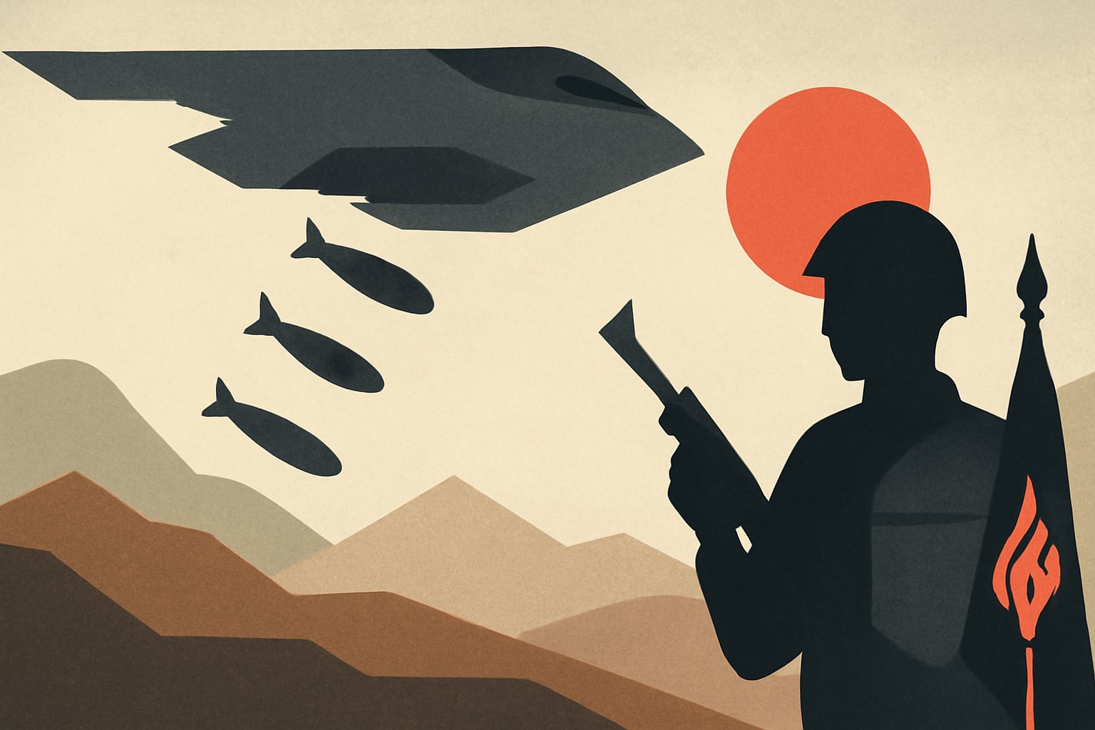 Editorial illustration for: B-2 Bombers Strike Iranian Revolutionary Guard in 36-Hour Mission