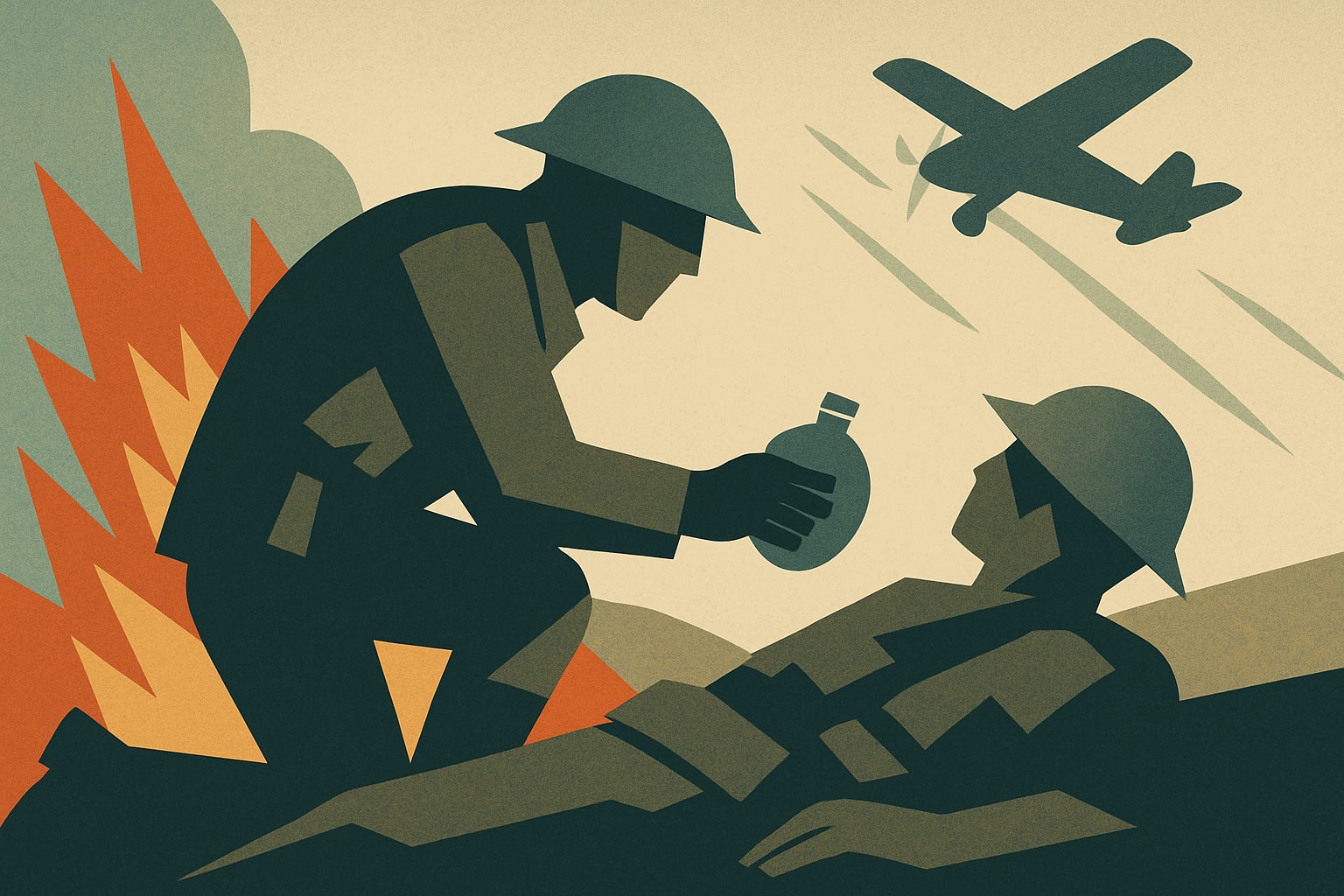 Editorial illustration for: Courage Under Fire: AEF Soldier's Life-Saving Act with a Canteen