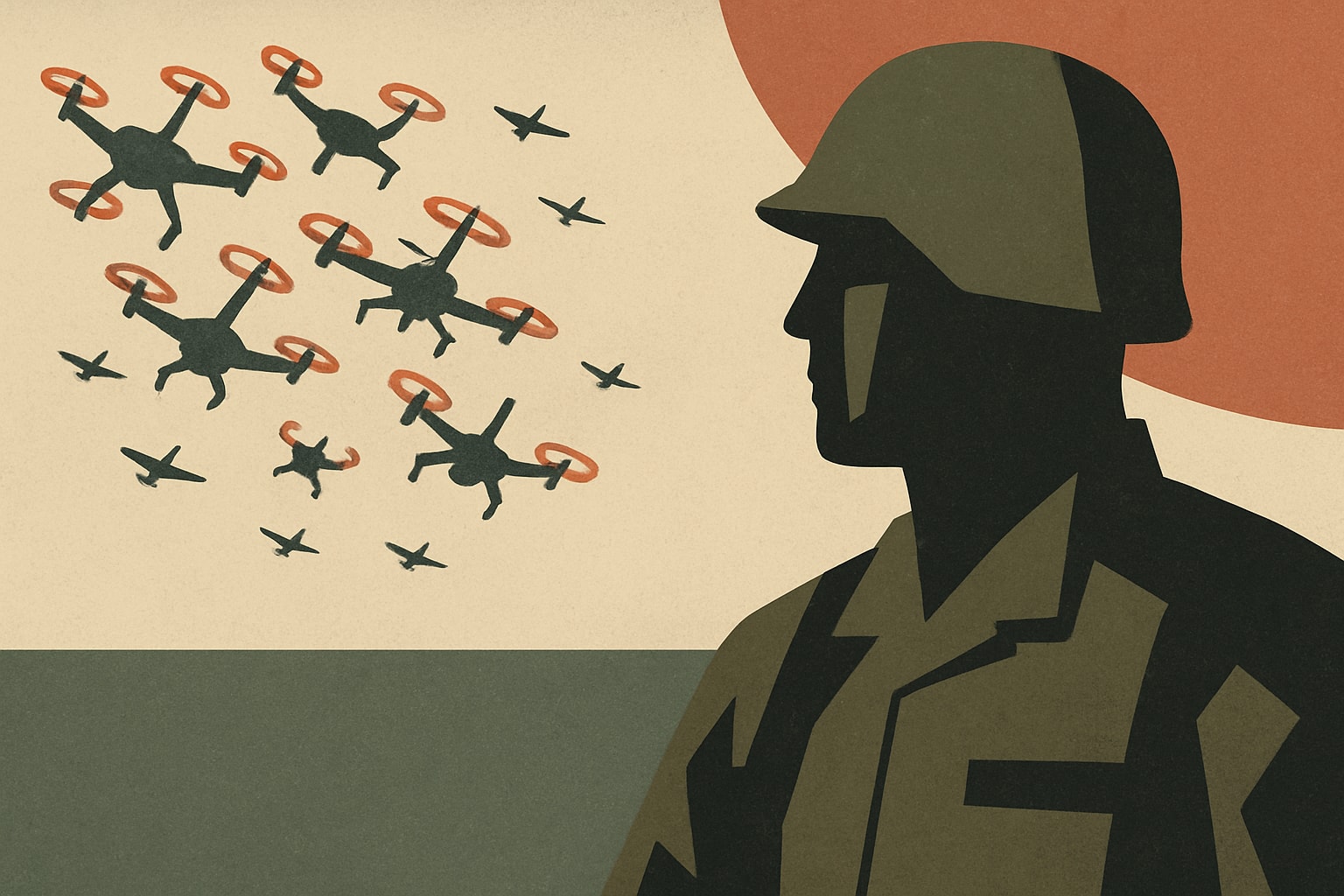 Editorial illustration for: US Army Develops New Tactics to Combat Drone Swarms