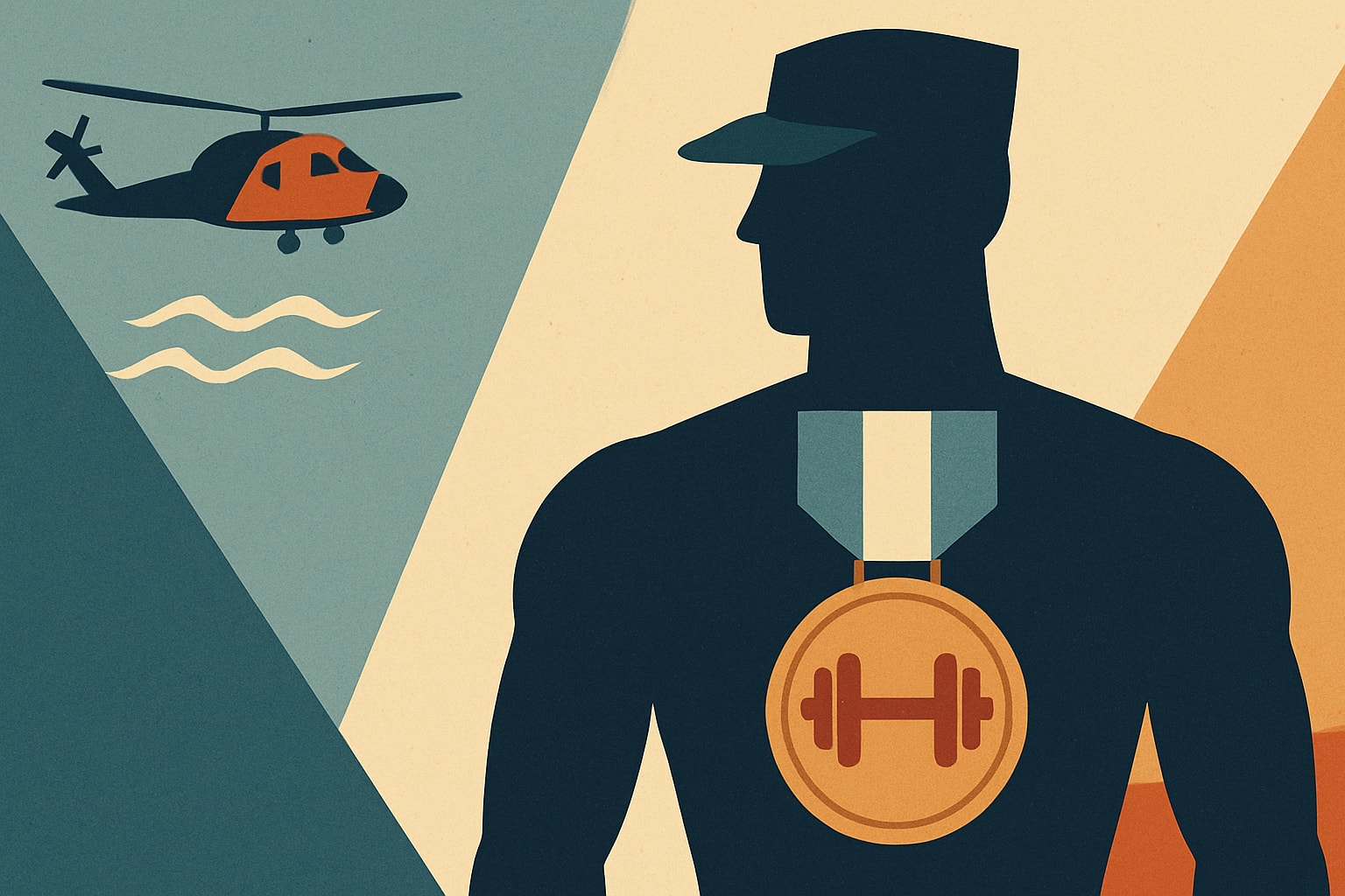 Editorial illustration for: Coast Guard Introduces New Medal for Fittest Troops