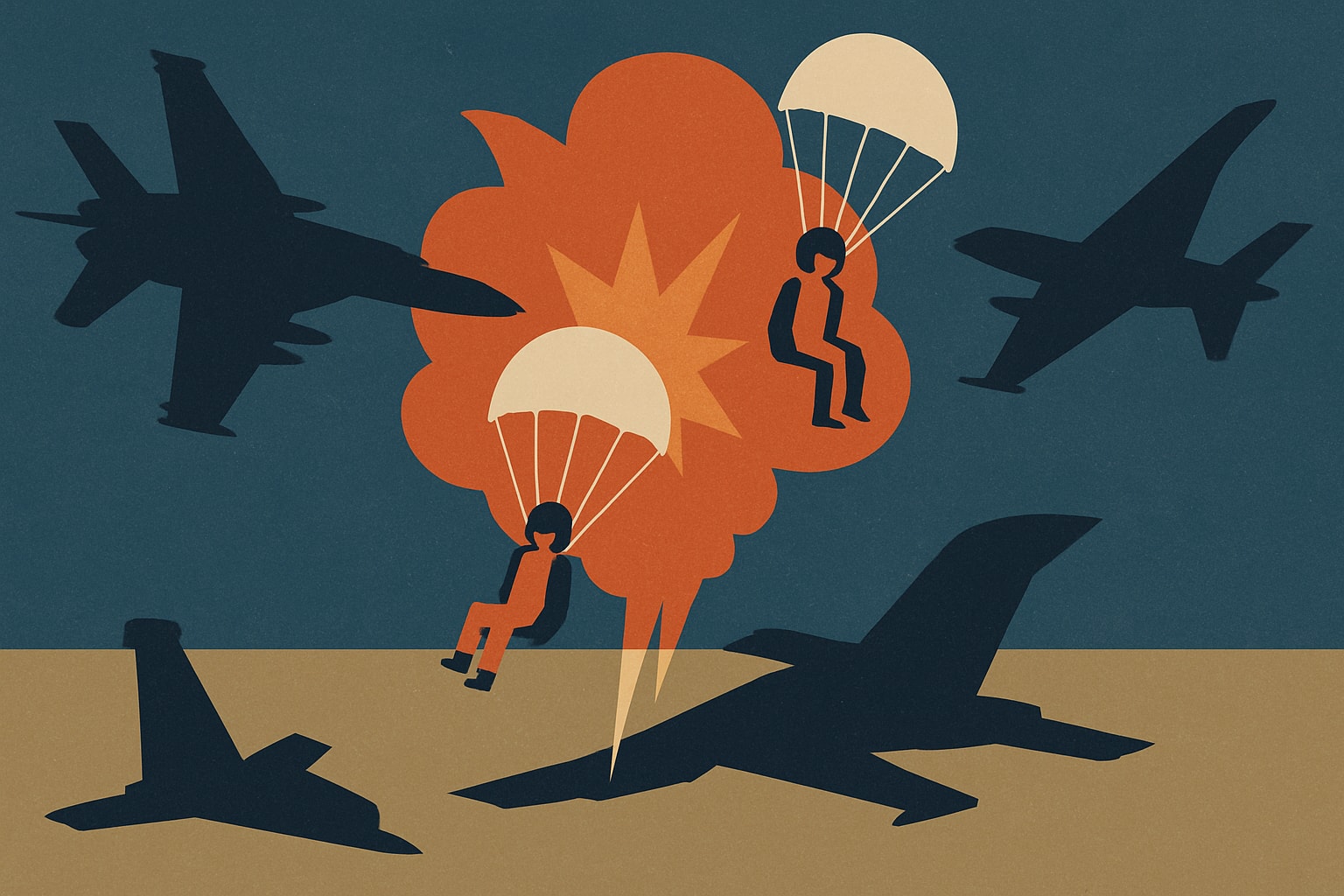 Editorial illustration for: Navy Growler Crew's Miraculous Ejection After Midair Collision
