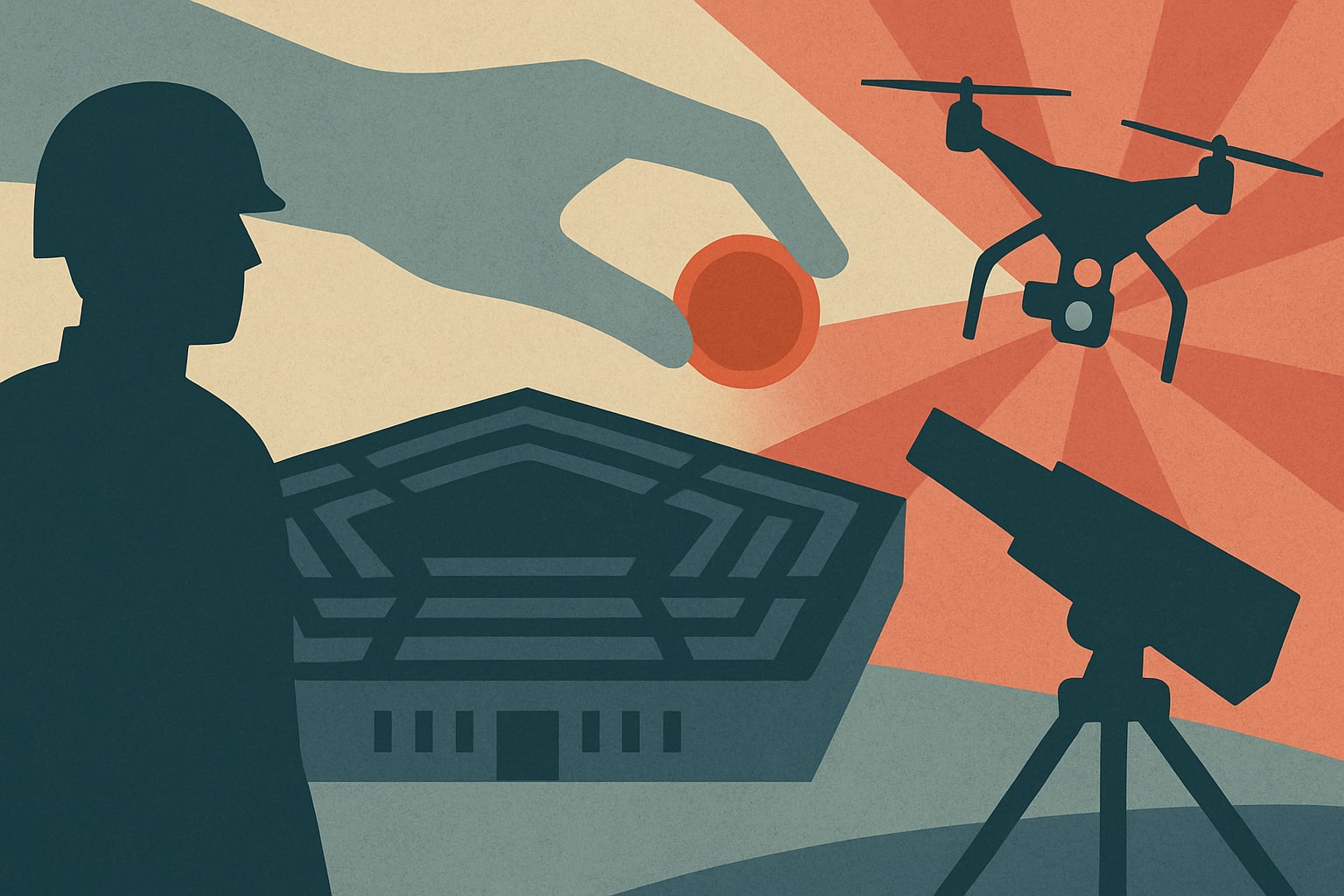 Editorial illustration for: Pentagon Awards $500 Million Contract for Counter-Drone Technology