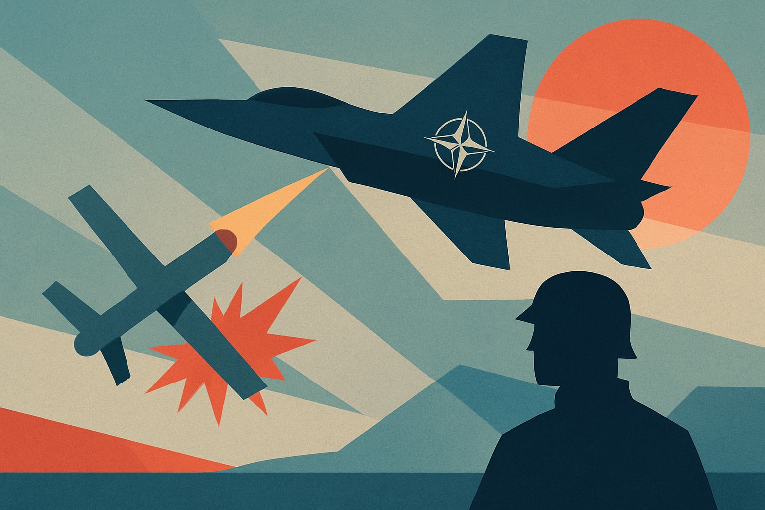 Editorial illustration for: NATO Jet Shoots Down Ukrainian Drone Over Estonia Amid Rising Tensions