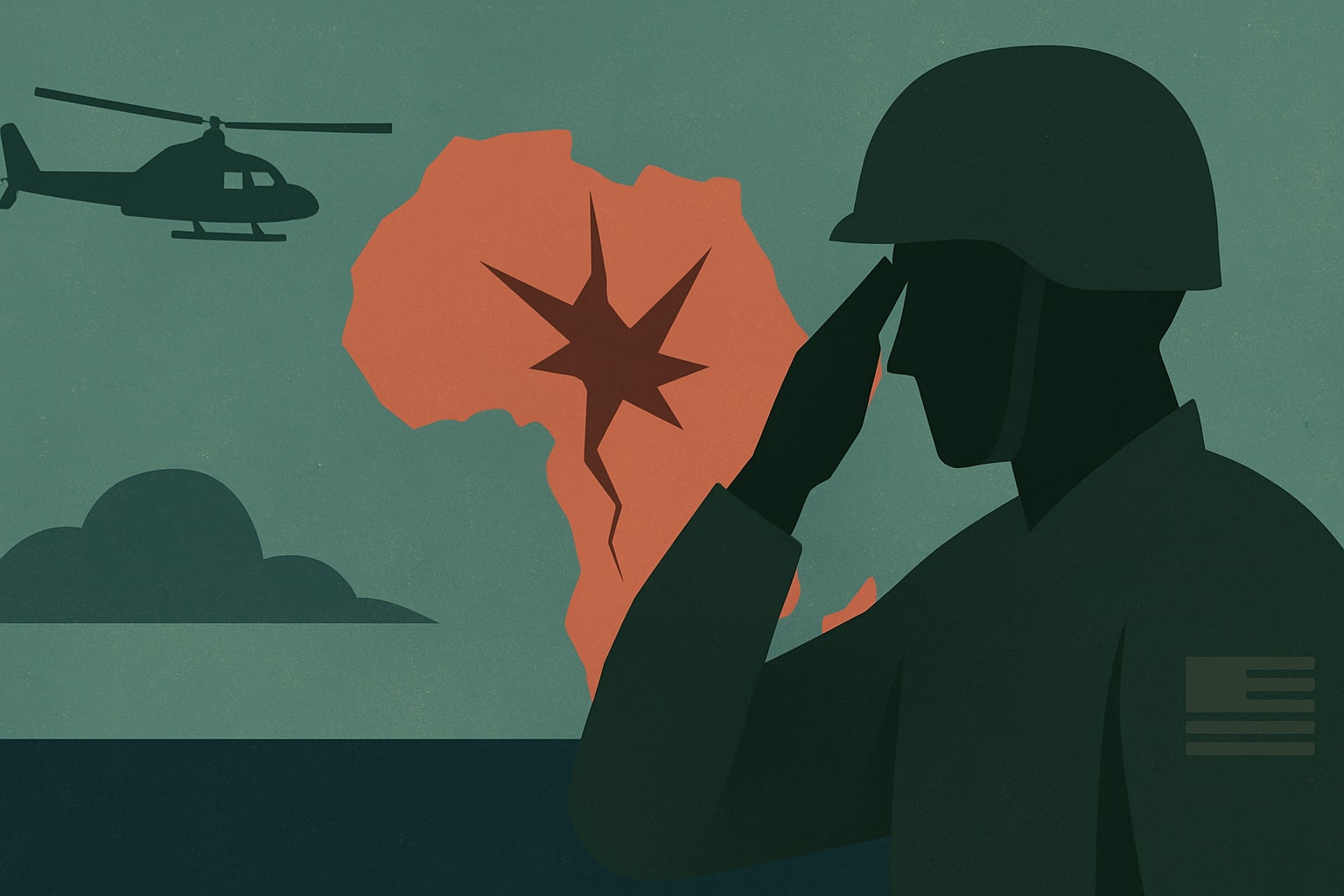 Editorial illustration for: U.S. Military Faces Challenges in Africa Following ISIS Leader's Death