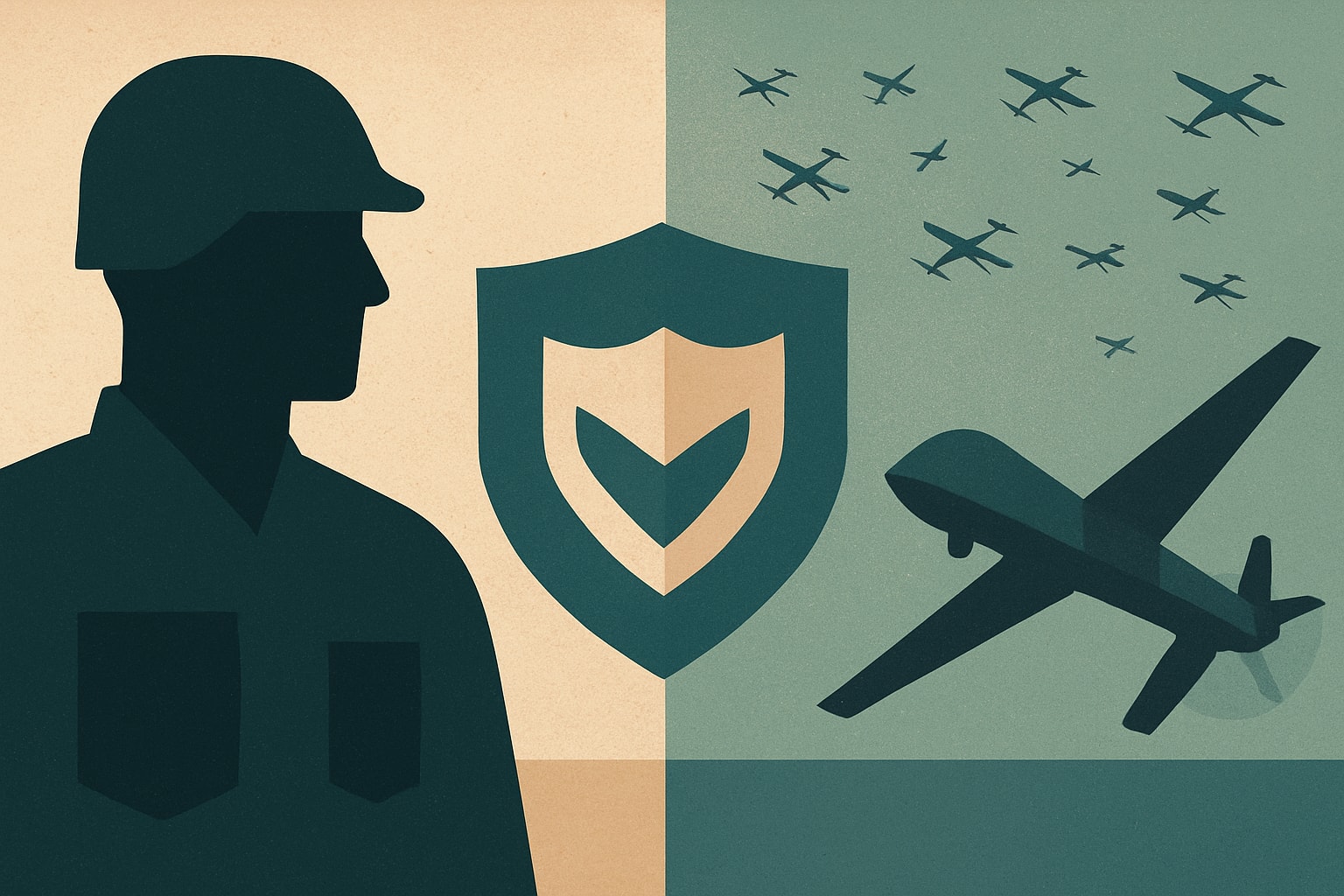 Editorial illustration for: Pentagon Selects Shield AI to Integrate Swarm Software into LUCAS Drone