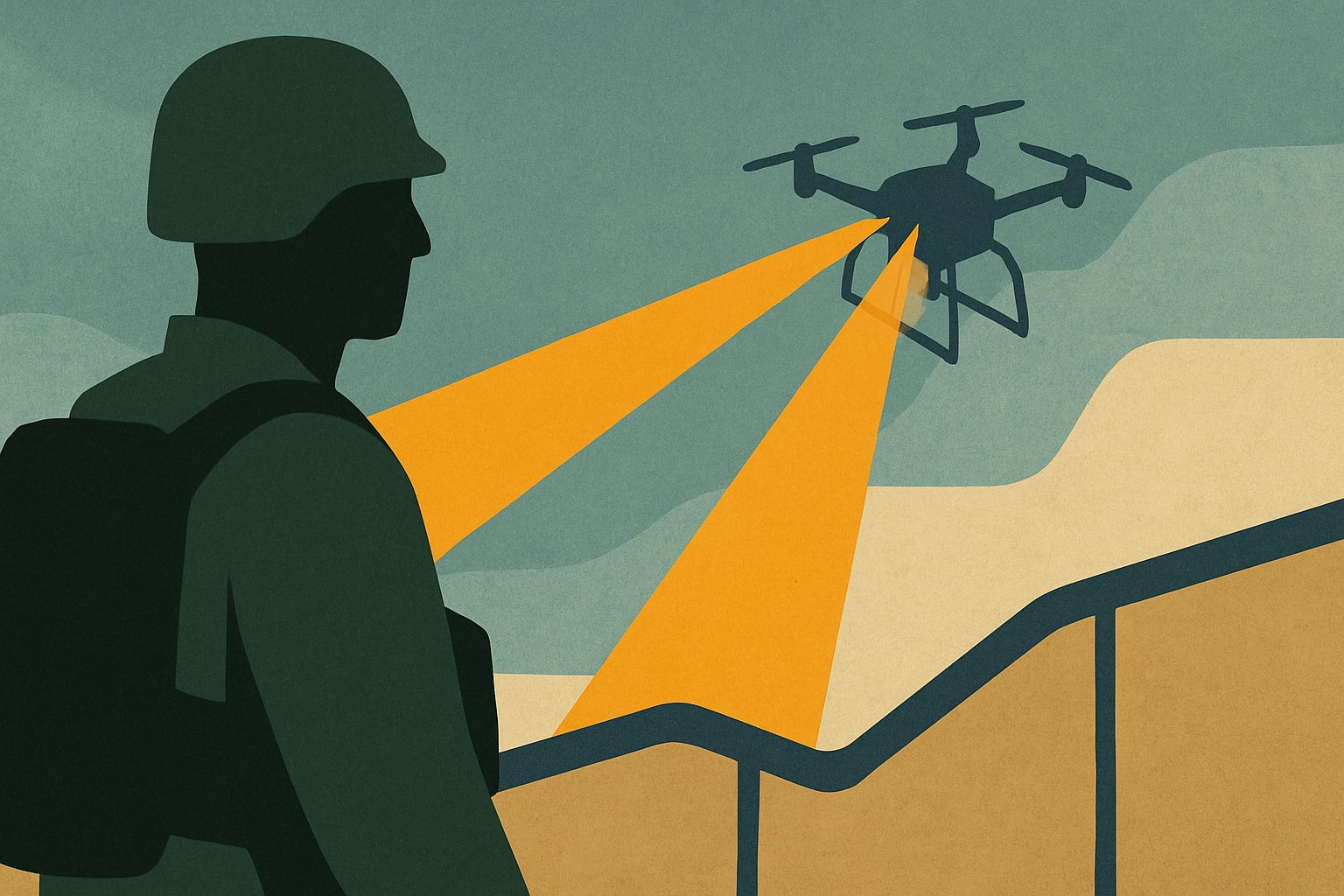 Editorial illustration for: NORTHCOM Commander Raises Concerns Over Counter-Drone Technology for Border Troops