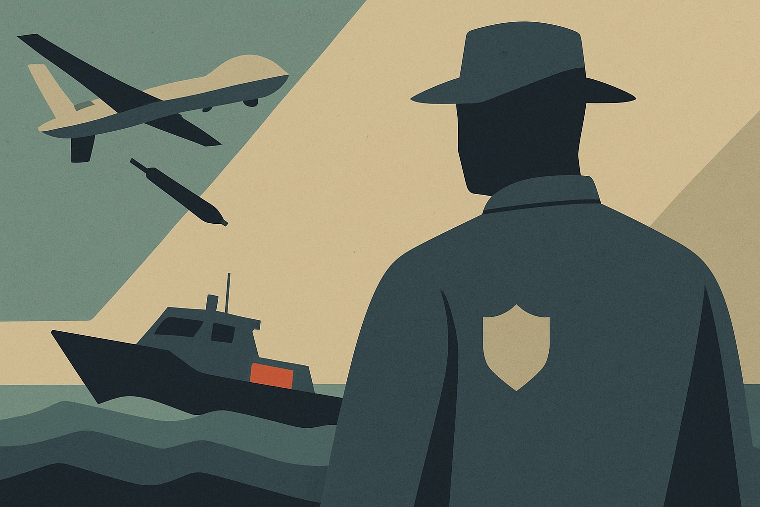 Editorial illustration for: Pentagon Watchdog Evaluates Military Strikes on Alleged Drug Boats