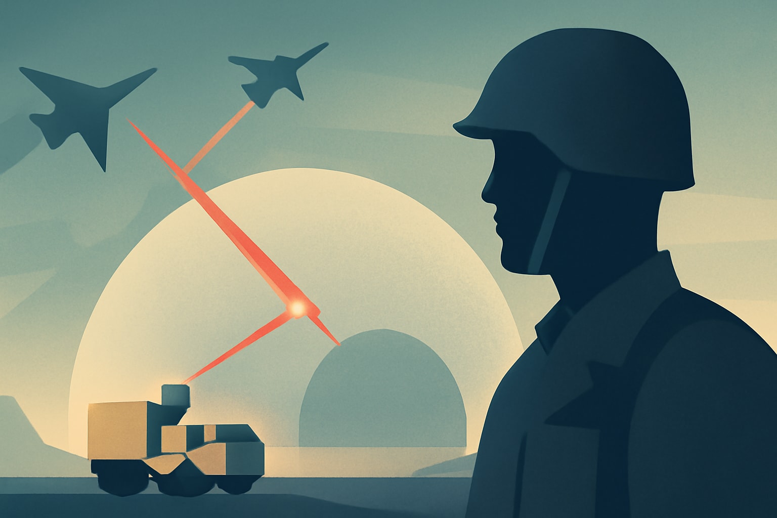 Editorial illustration for: U.S. Military Explores High-Energy Laser Dome for Air Defense