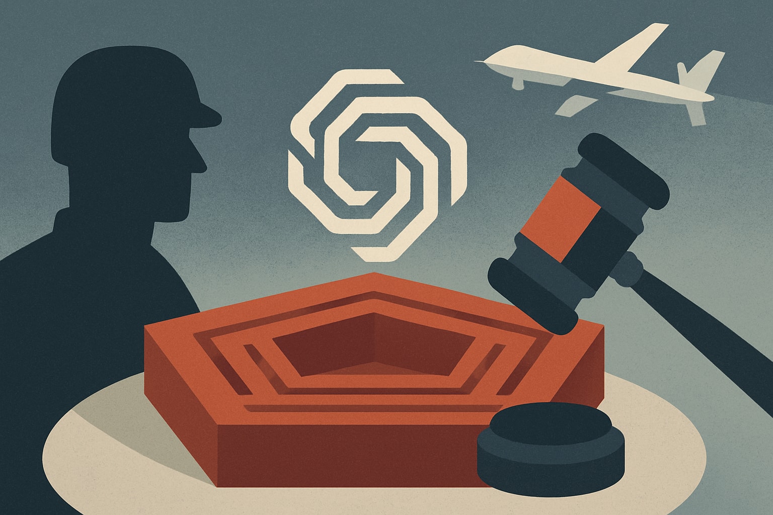 Editorial illustration for: Pentagon's Legal Dispute with Anthropic Raises National Security Concerns