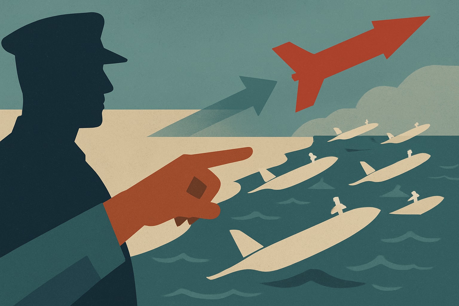 Editorial illustration for: Turkey to Buy 100 One-Way Explosive Naval Drones for Swarm Attacks