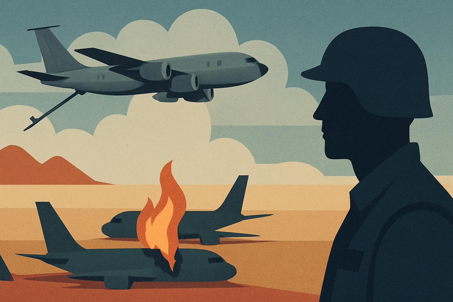 Editorial illustration for: KC-135 Stratotanker Returns from Boneyard After Crash in Iraq
