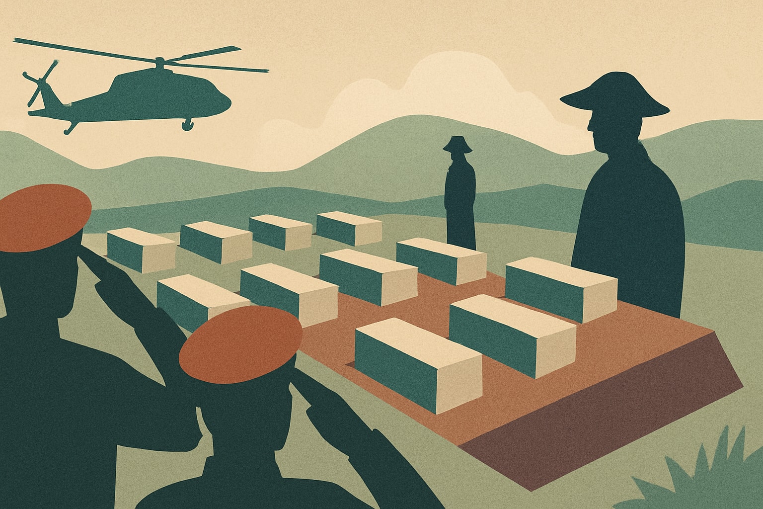Editorial illustration for: 44 Revolutionary War Soldiers Finally Laid to Rest After 250 Years