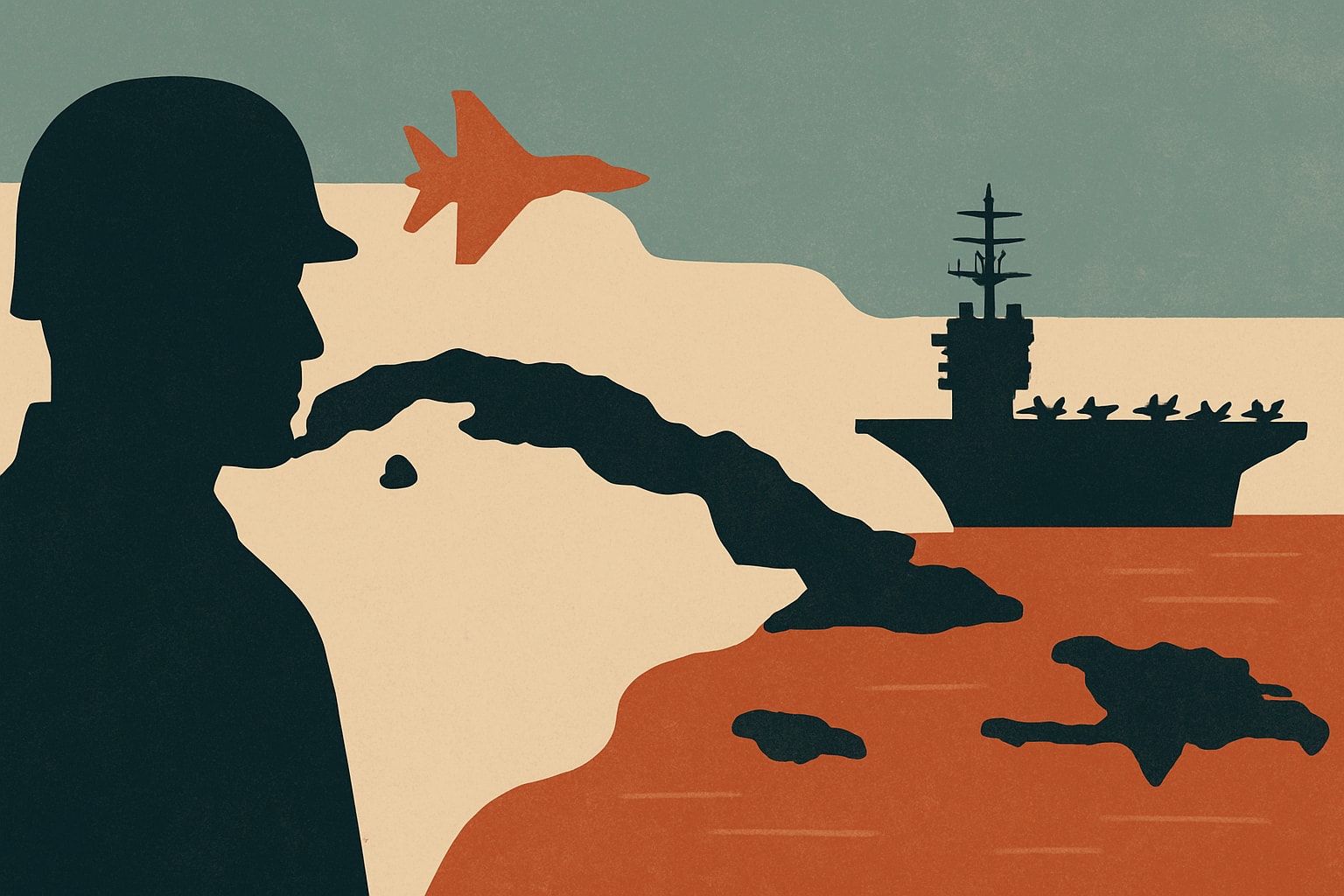 Editorial illustration for: USS Nimitz Arrives in Caribbean as US-Cuba Tensions Escalate