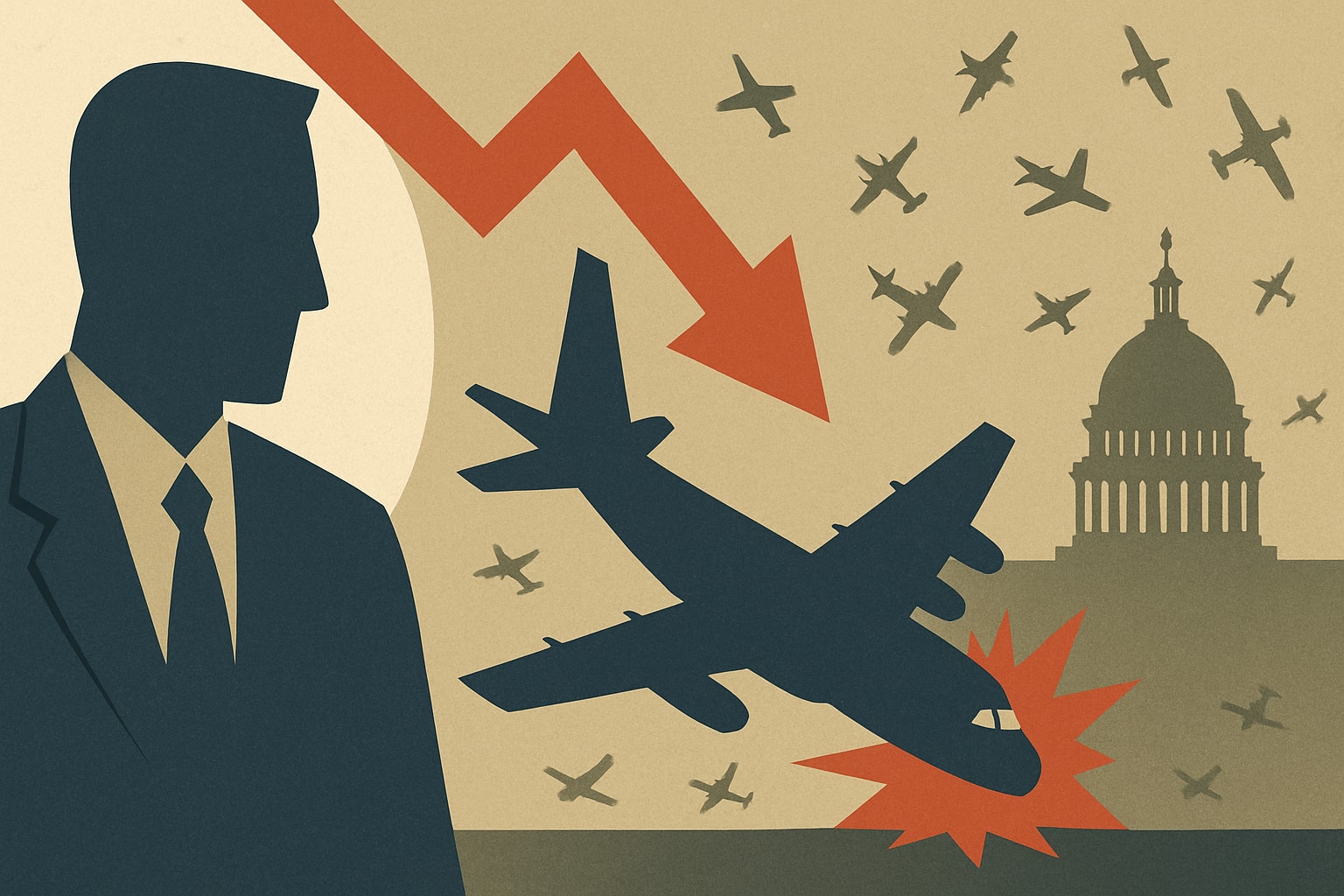 Editorial illustration for: Congressional Report Reveals 42 US Aircraft Lost in Operation Epic Fury