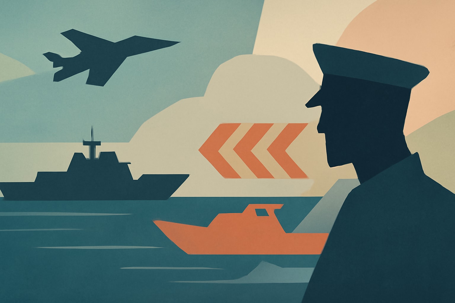 Editorial illustration for: US Navy Intercepts Iranian Vessel Attempting to Breach Strait of Hormuz Blockade