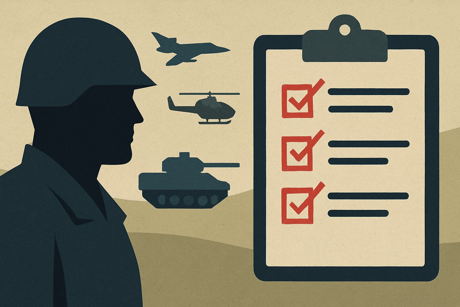 Editorial illustration for: Hegseth Orders Comprehensive Review of Military Legal System