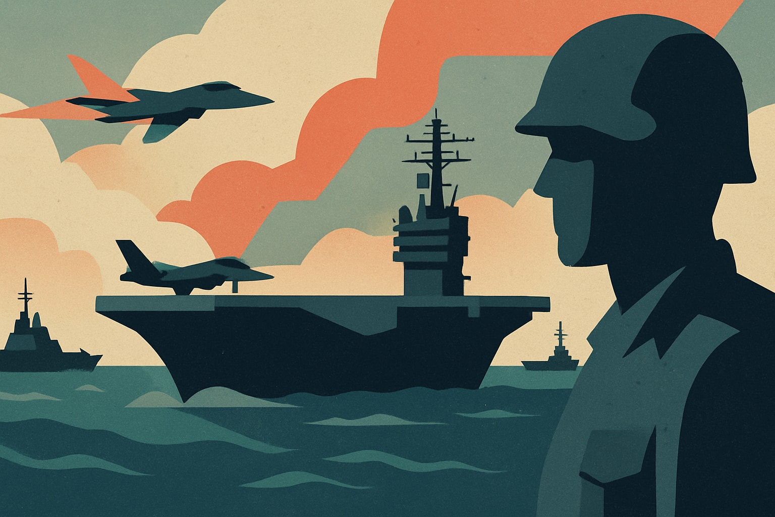 Editorial illustration for: USS Nimitz Carrier Group Arrives in Caribbean Amid Rising Tensions
