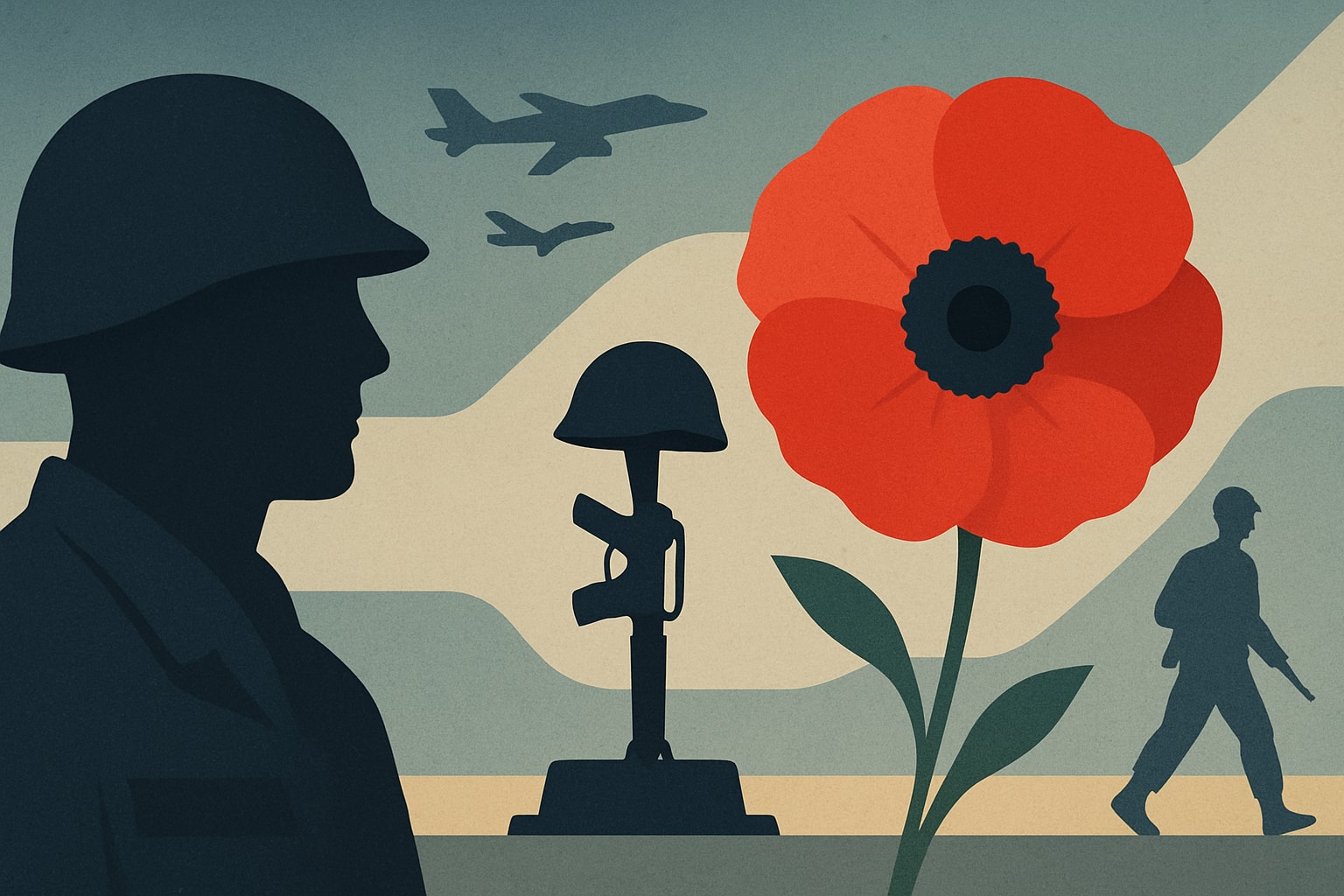 Editorial illustration for: The Memorial Day Poppy: A Symbol of Sacrifice and Support for Veterans