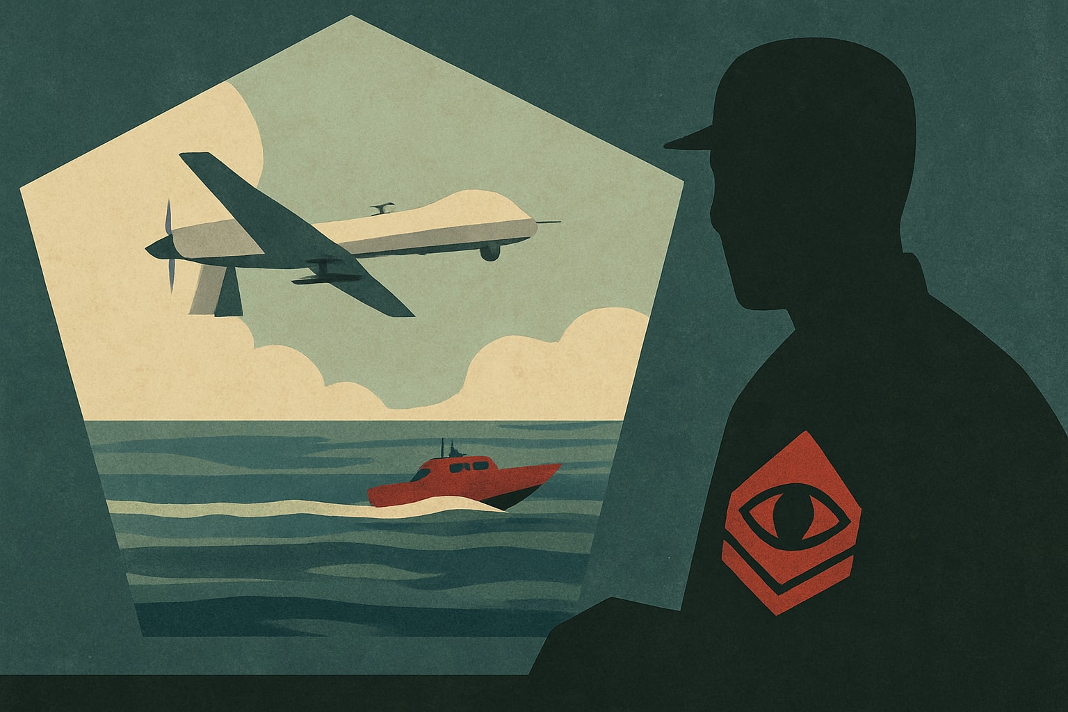 Editorial illustration for: Pentagon Watchdog Evaluates Military Strikes on Alleged Drug Boats