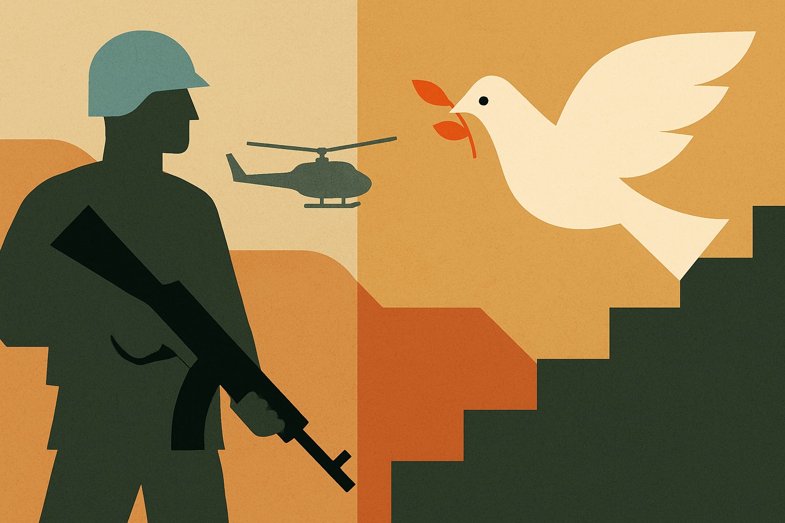 Editorial illustration for: Peacekeeping Troop Numbers Fall to Lowest in 25 Years, SIPRI Reports