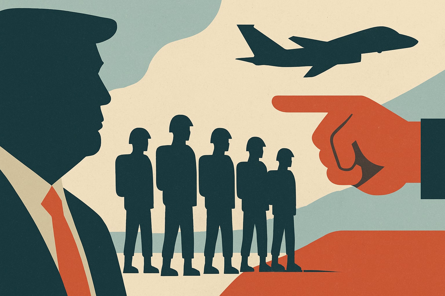 Editorial illustration for: Trump Announces Deployment of 5,000 U.S. Troops to Poland