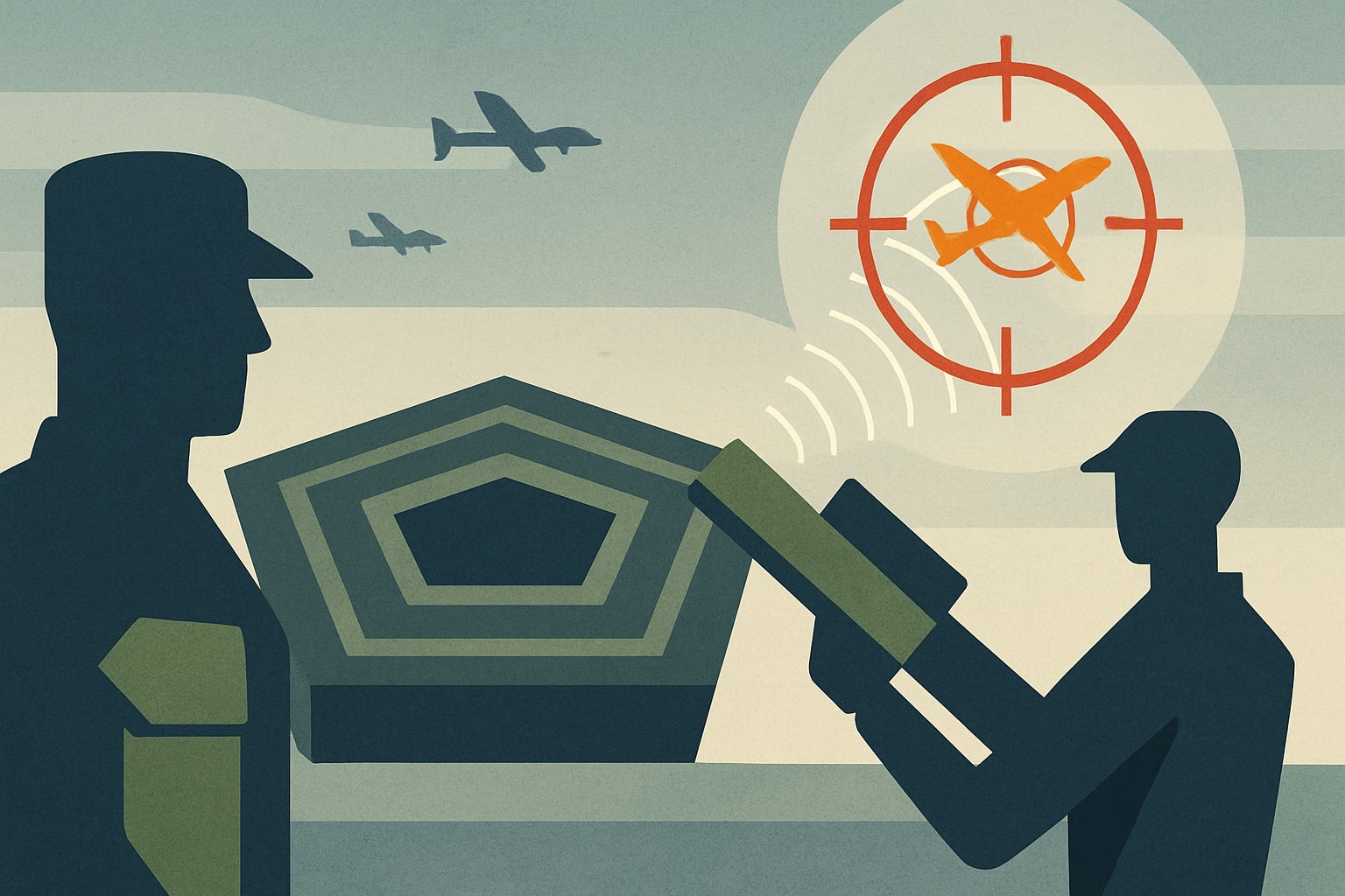 Editorial illustration for: Pentagon Awards $500 Million Contract for Counter-Drone Technology