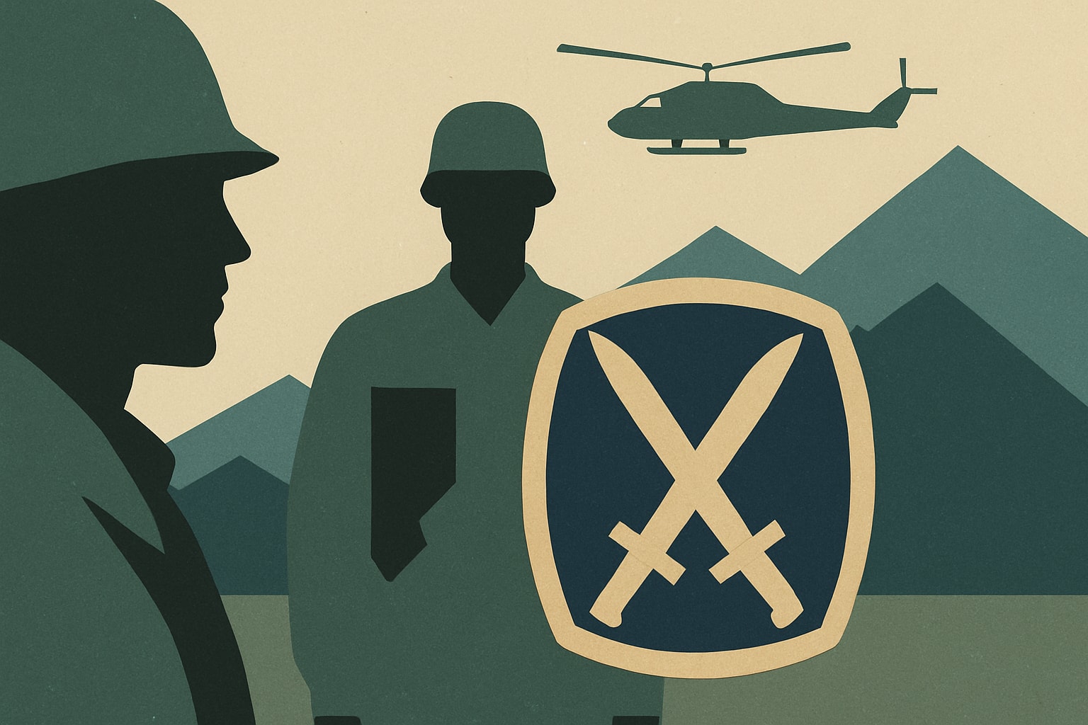 Editorial illustration for: 10th Mountain Division Officially Brings Back WWII Symbol After 80 Years