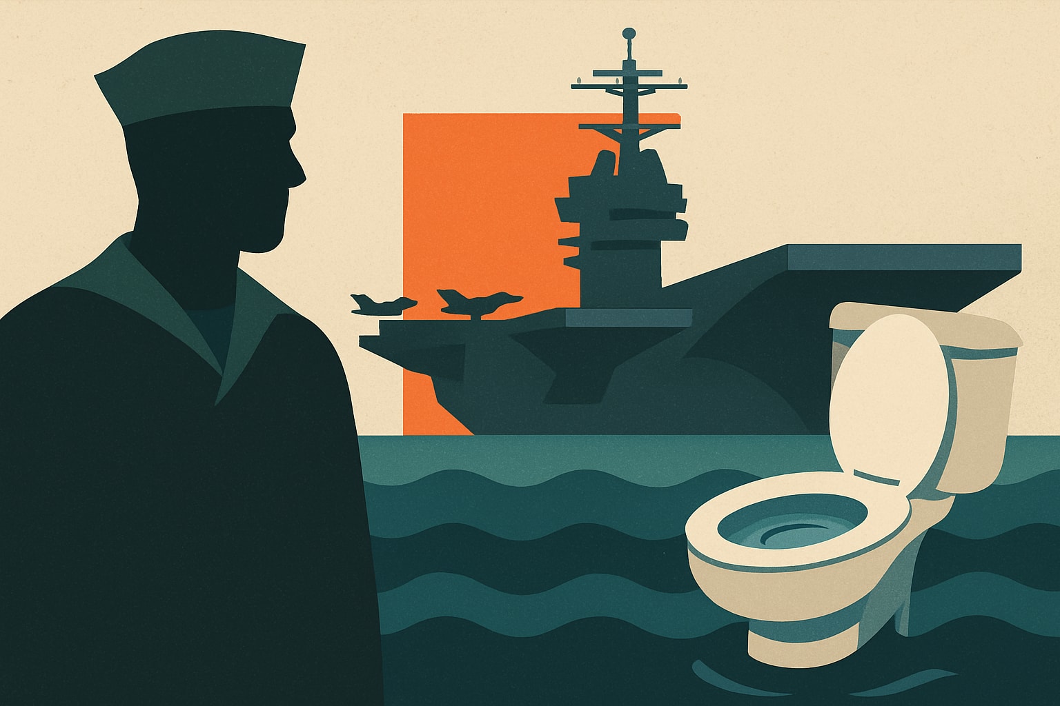 Editorial illustration for: CNO: Toilet Issues on USS Gerald R. Ford Are 'Highly Exaggerated'