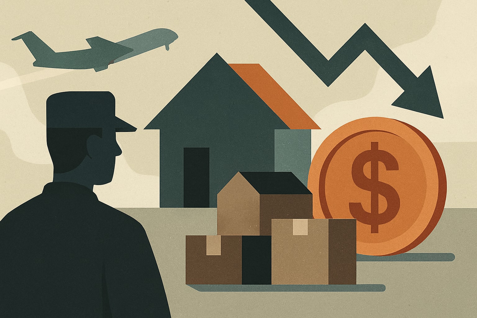 Editorial illustration for: PCS Moves: Financial Challenges for Military Families