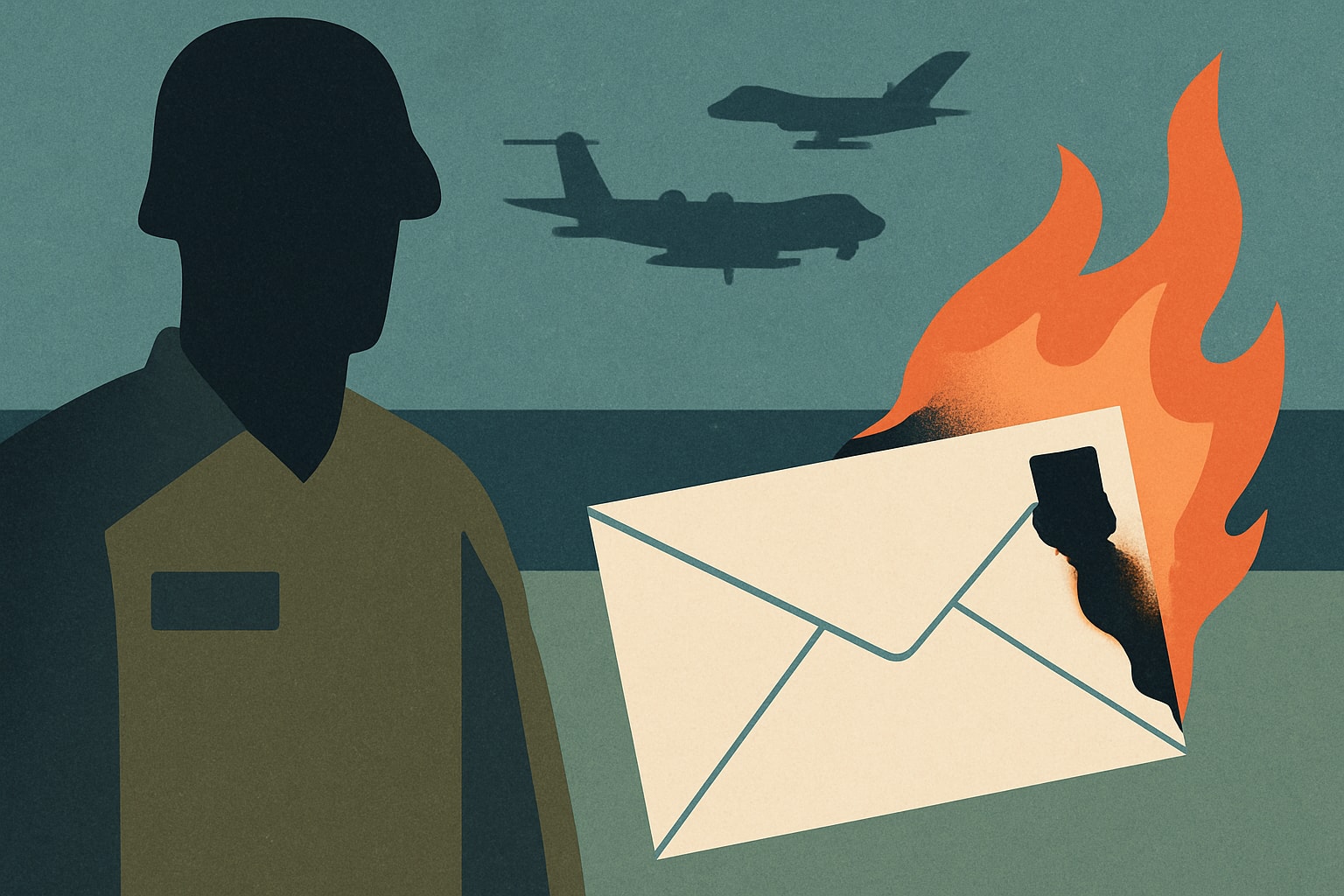 Editorial illustration for: Burnt Envelopes Sent Via USPS Spark Questions of Targeted Attack