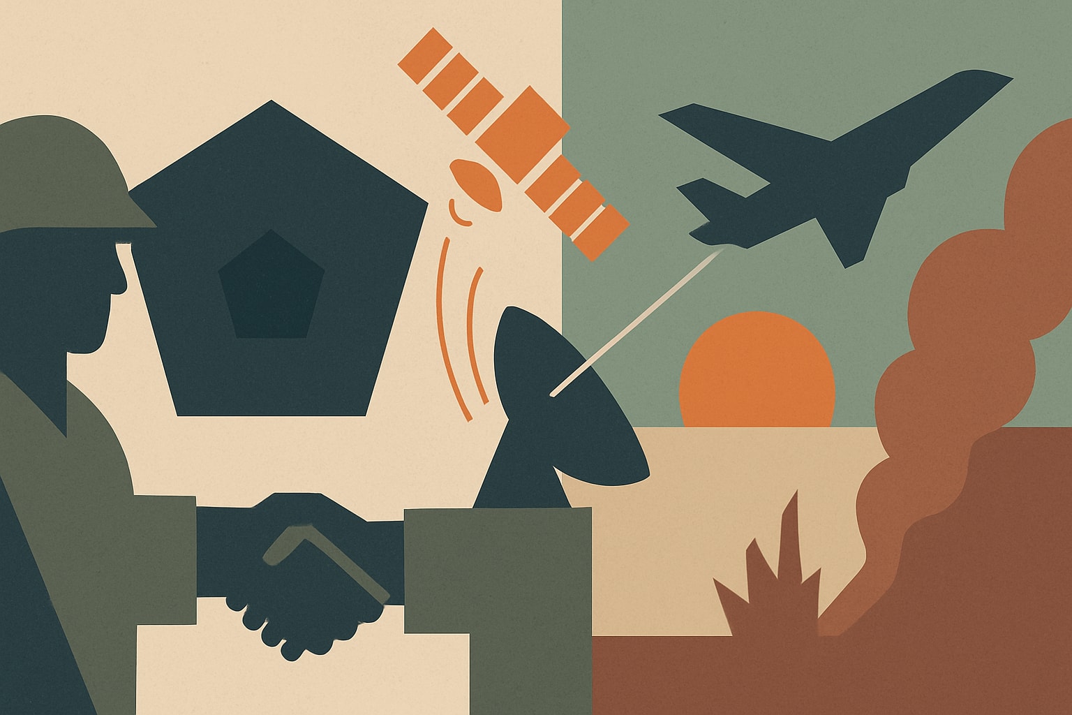 Editorial illustration for: Pentagon Negotiates Starlink Pricing with SpaceX Amid Iran Conflict