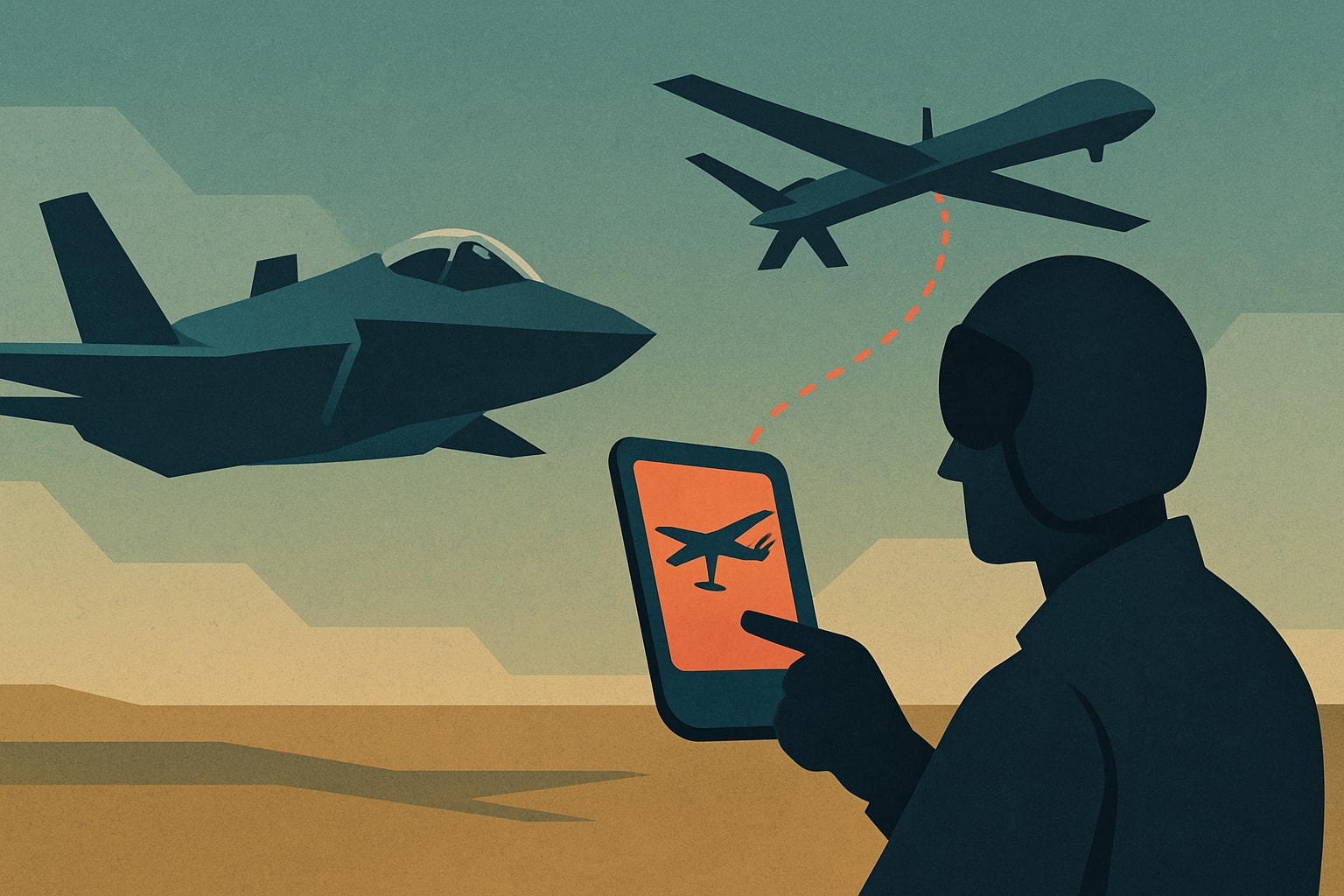 Editorial illustration for: F-35 Joint Strike Fighter Successfully Controls General Atomics Drone