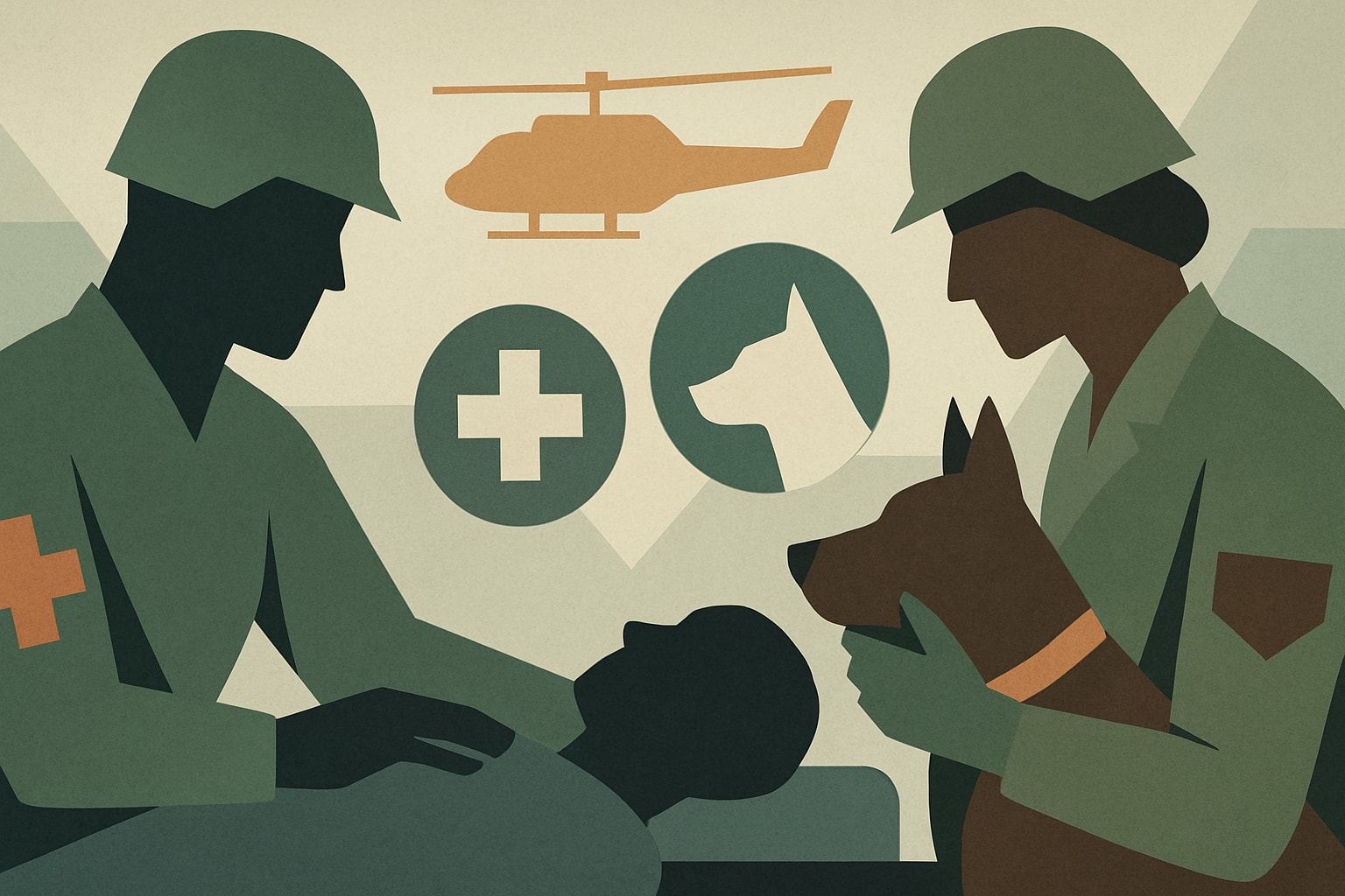 Editorial illustration for: US Army Integrates Veterinarians into Human Combat Care