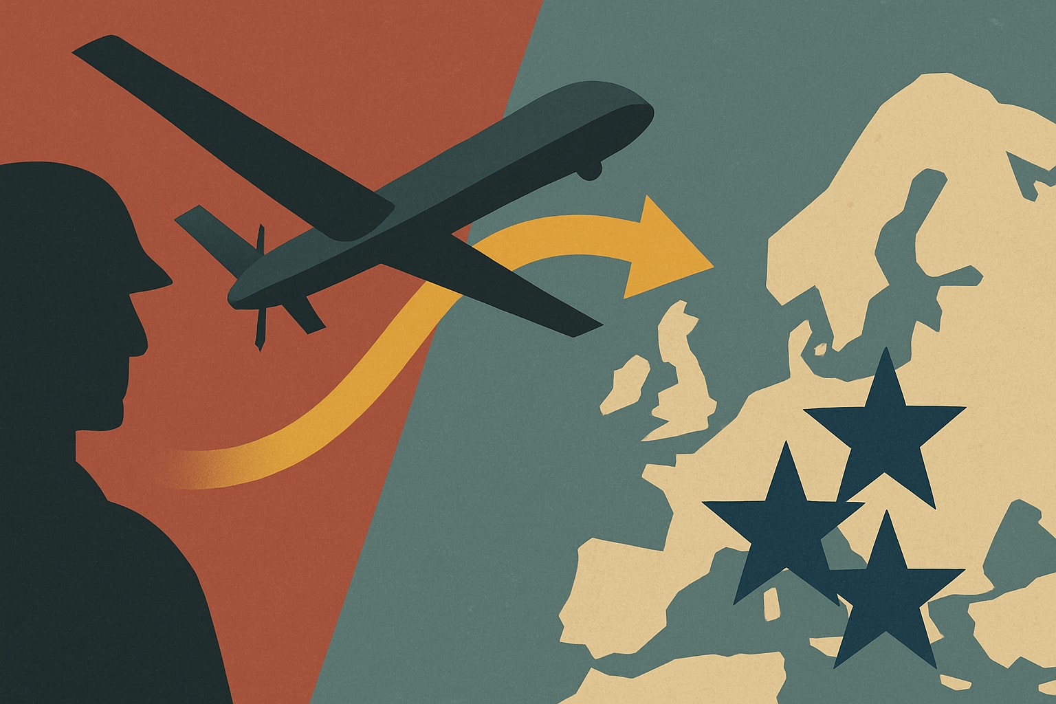 Editorial illustration for: Russia's Strategy: Utilizing Ukrainian Drones Against NATO Allies