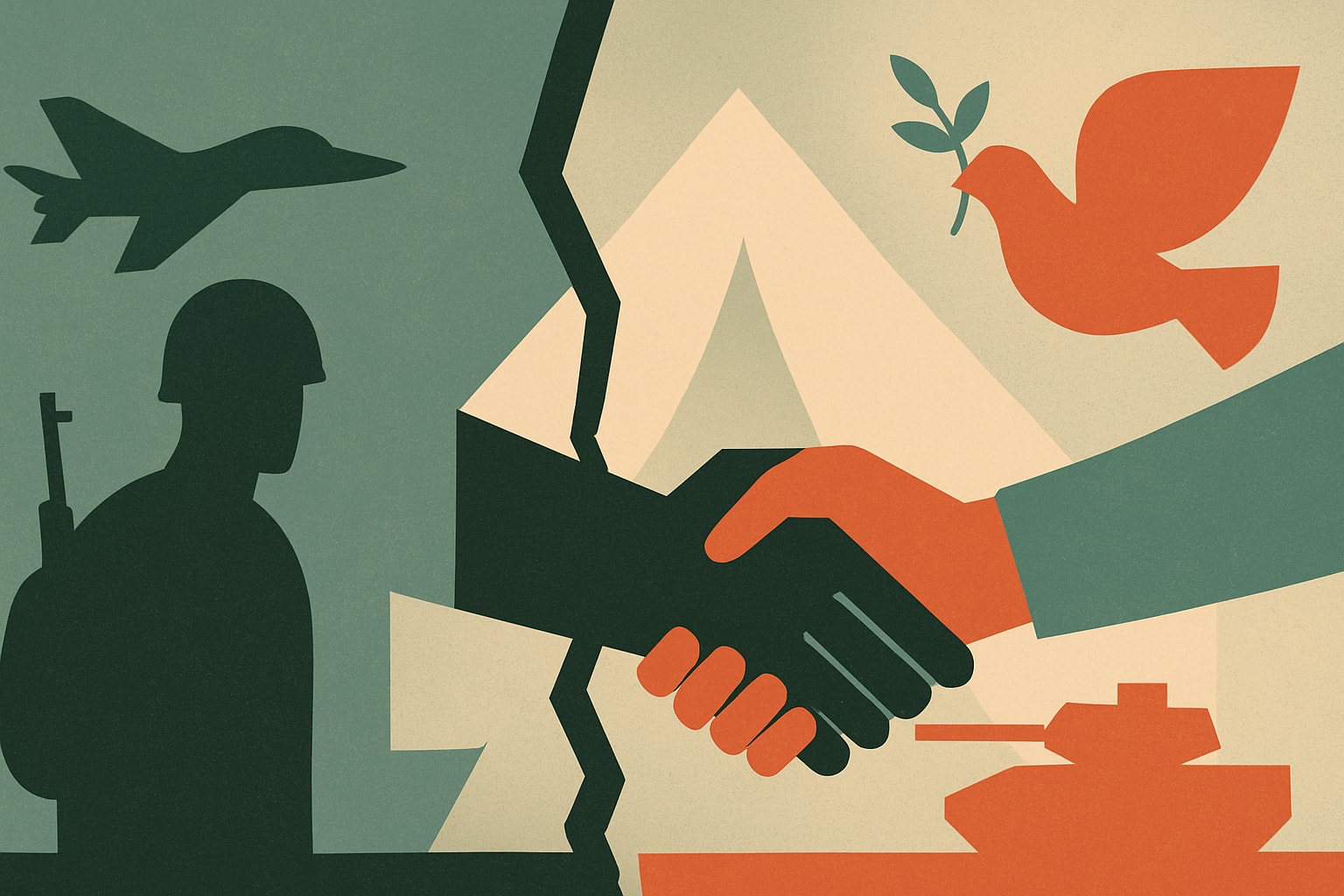 Editorial illustration for: Tentative Deal Reached to End U.S.-Iran War and Restart Transit