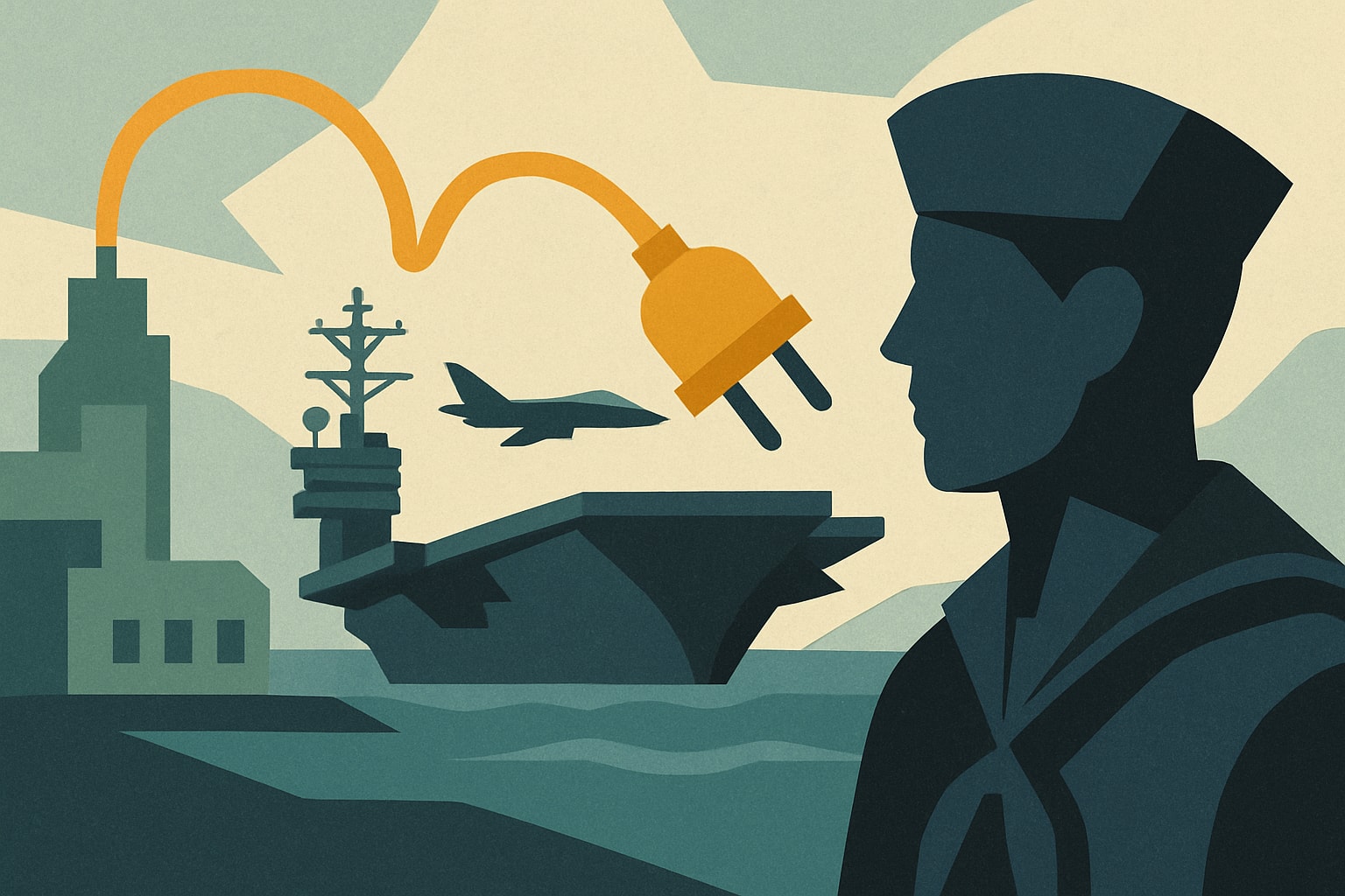 Editorial illustration for: Navy to Power Shore Installations Using Aircraft Carriers This Summer