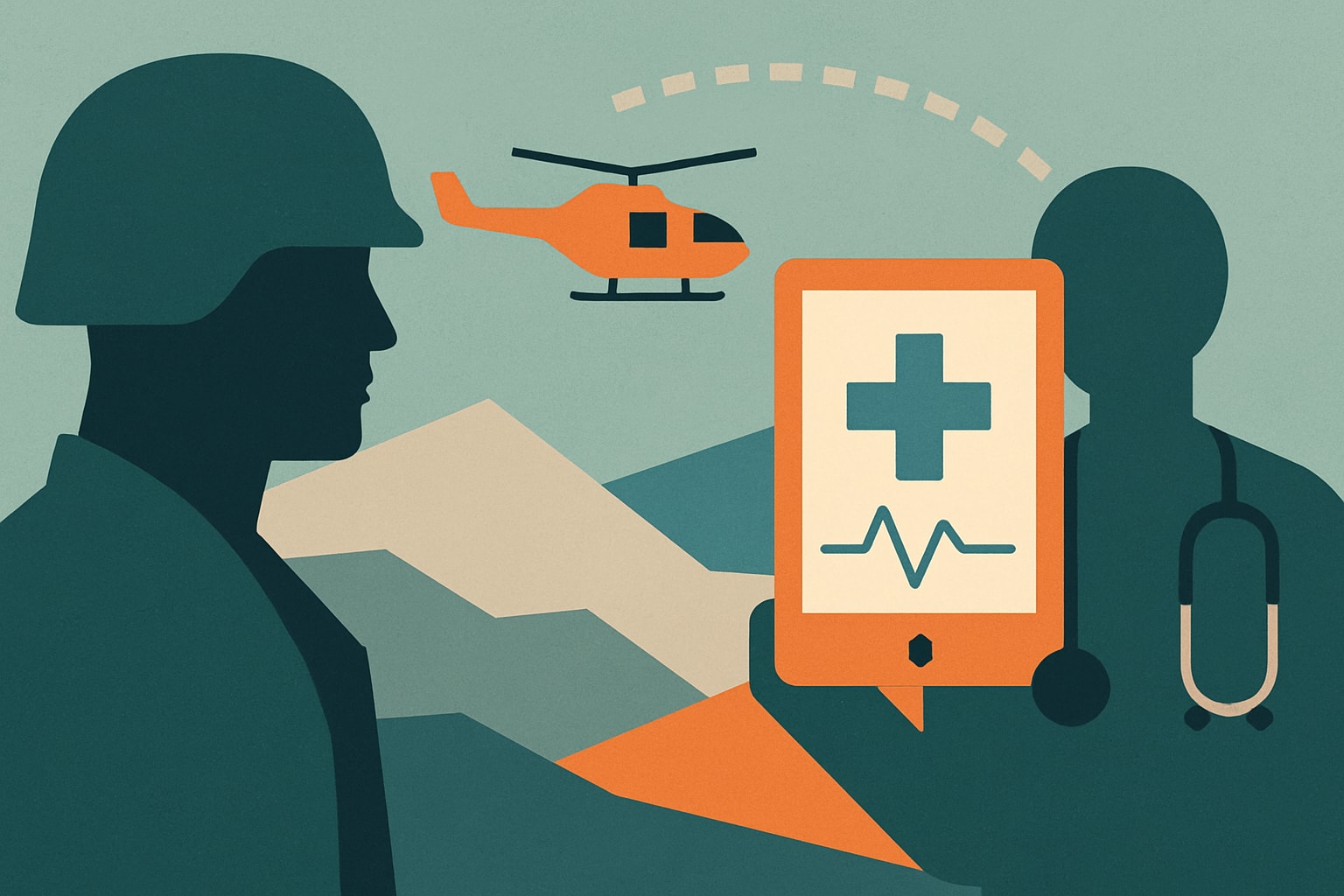Editorial illustration for: Military Health System Reimagines Health IT from Battlefield to Exam Room