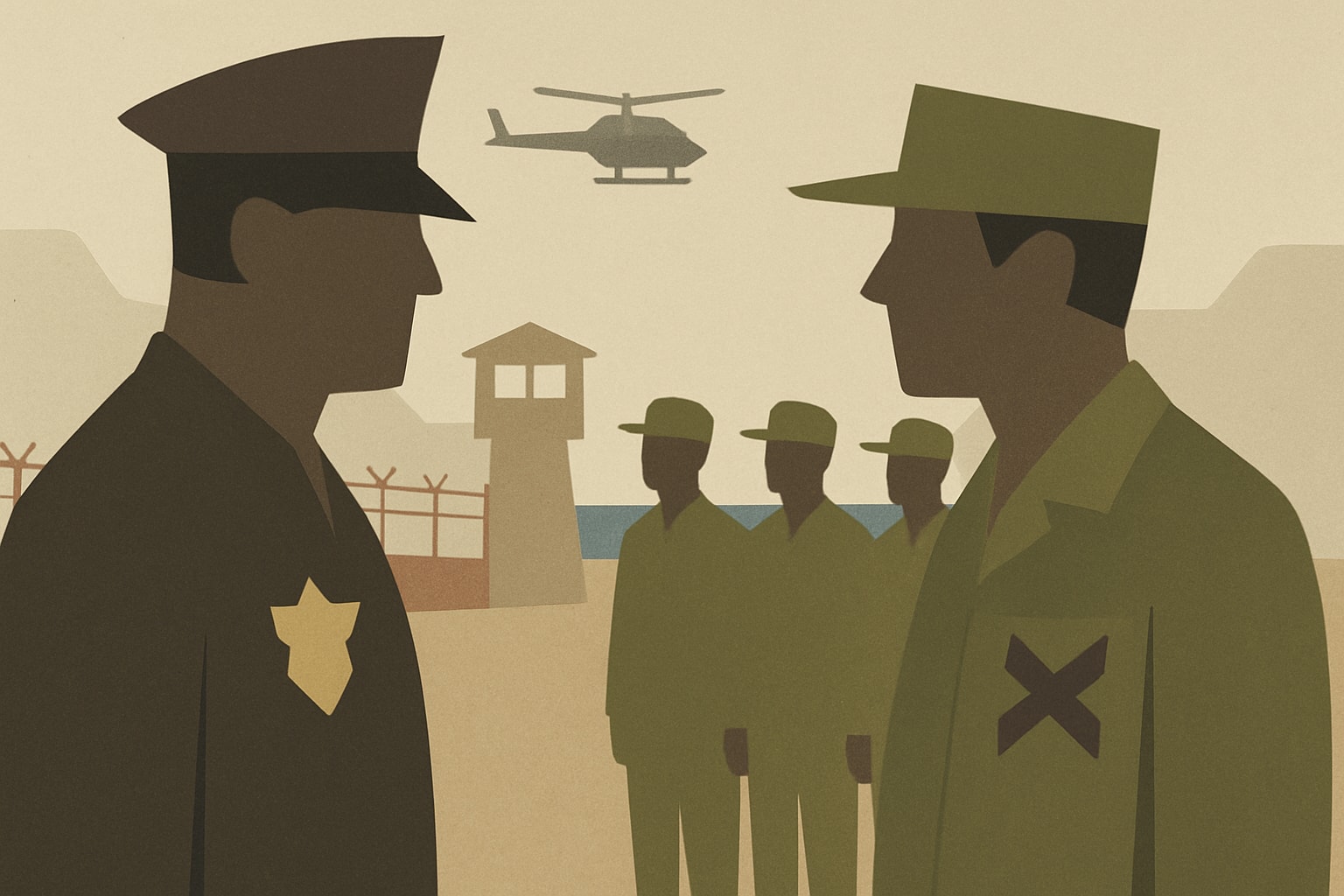 Editorial illustration for: U.S. General Holds Rare Meeting with Cuban Military Officials Near Guantanamo Bay