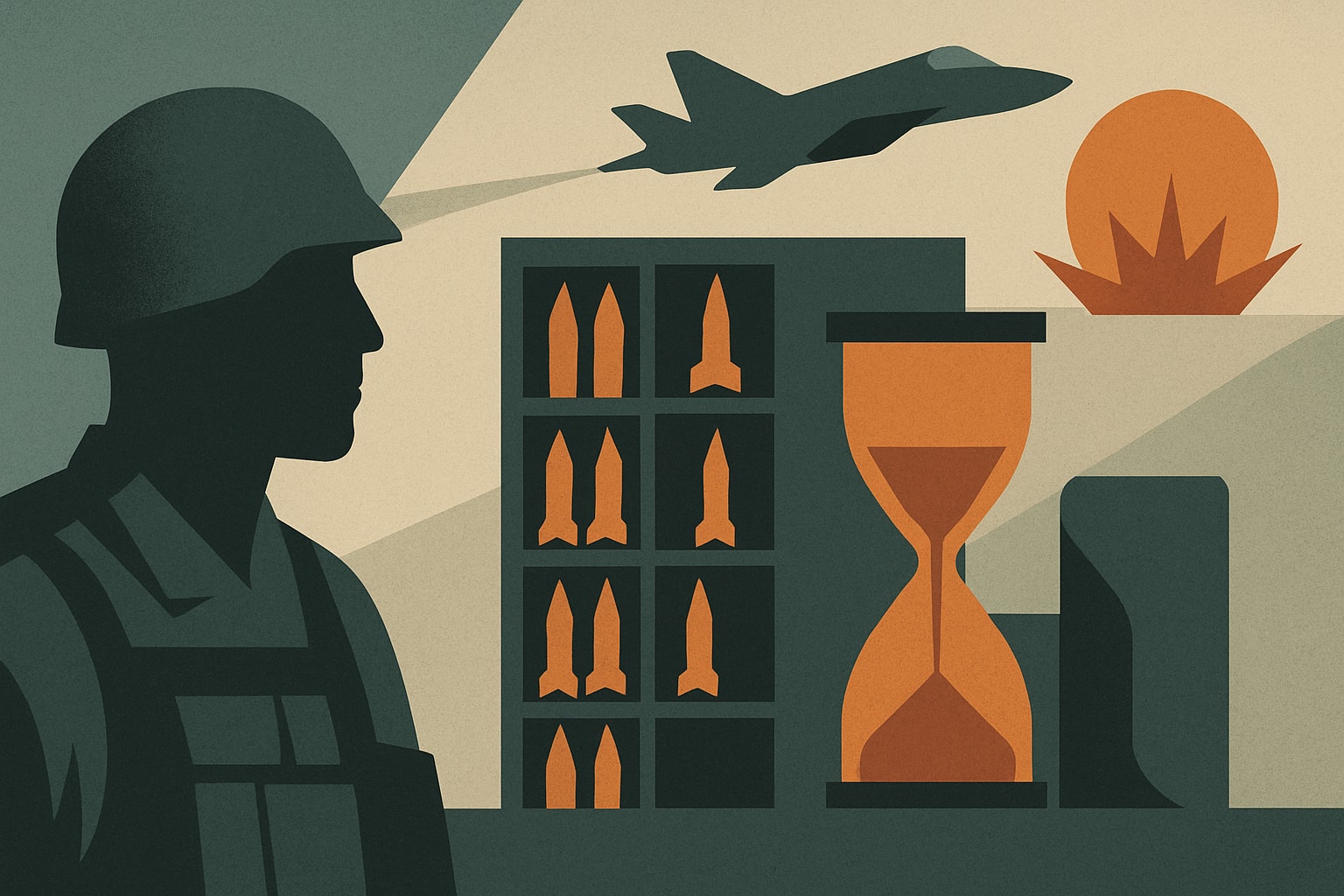 Editorial illustration for: US Munitions Depletion from Iran Conflict Could Take Years to Restore