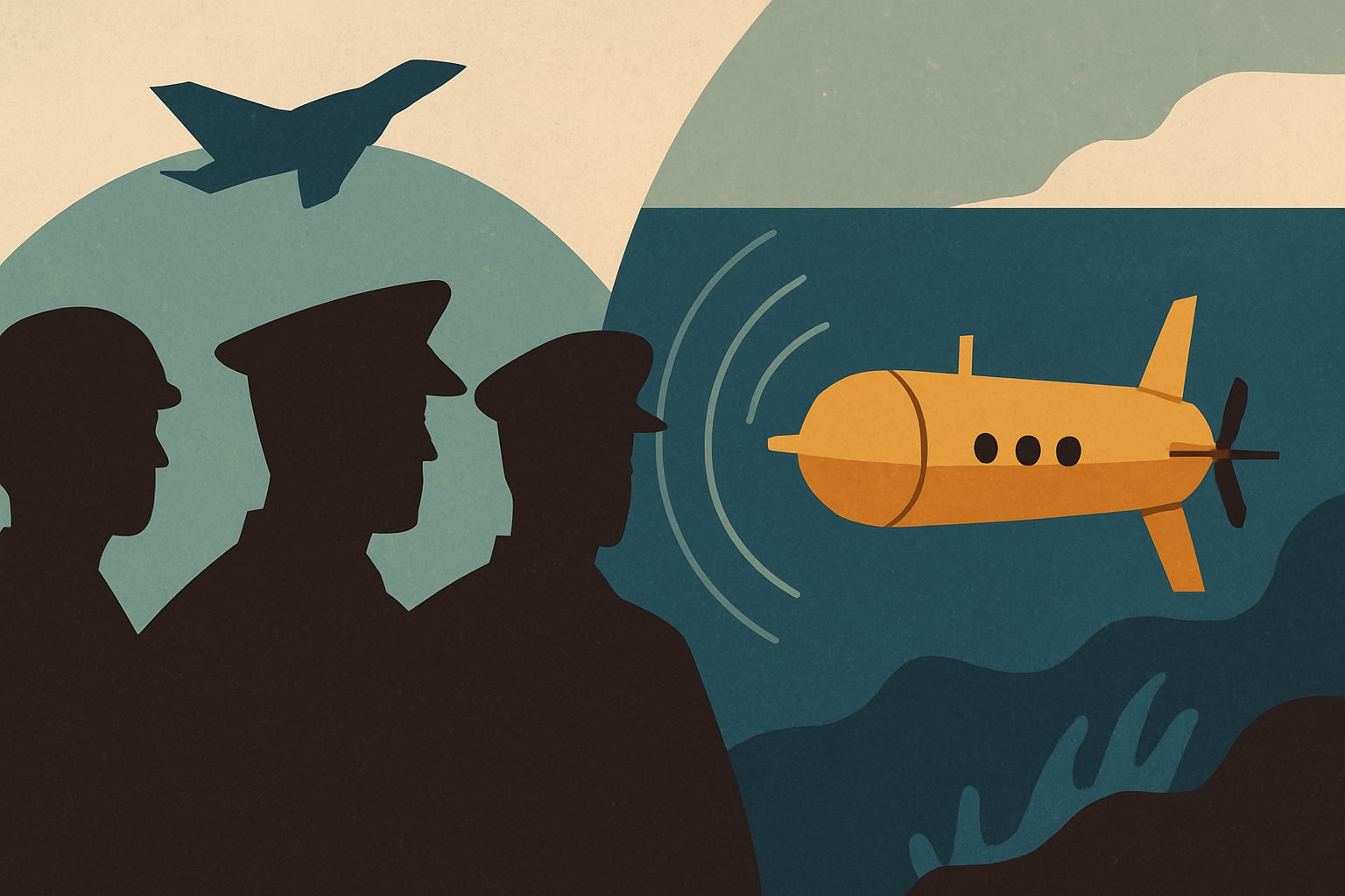 Editorial illustration for: AUKUS Allies Launch New Undersea Drone Project to Enhance Military Capabilities