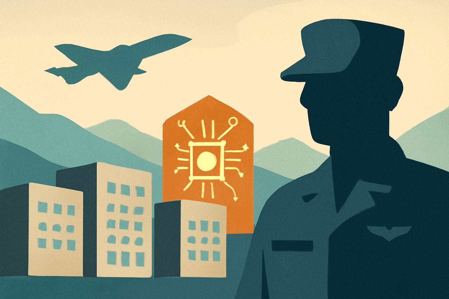 Editorial illustration for: Air Force Invites AI Firms to Build Up to 12 Data Centers on Three Alaska Bases