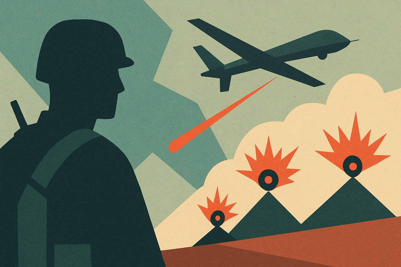 Editorial illustration for: U.S. Forces Strike Iranian Sites Following Drone Launches