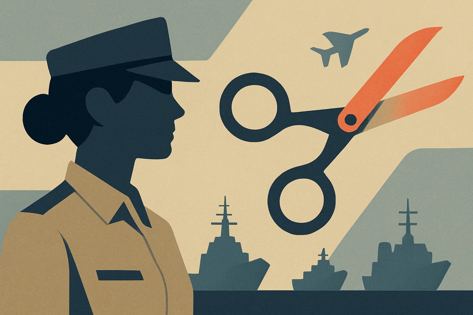 Editorial illustration for: Female Navy Officers Fear Career Caps After Promotion Cuts