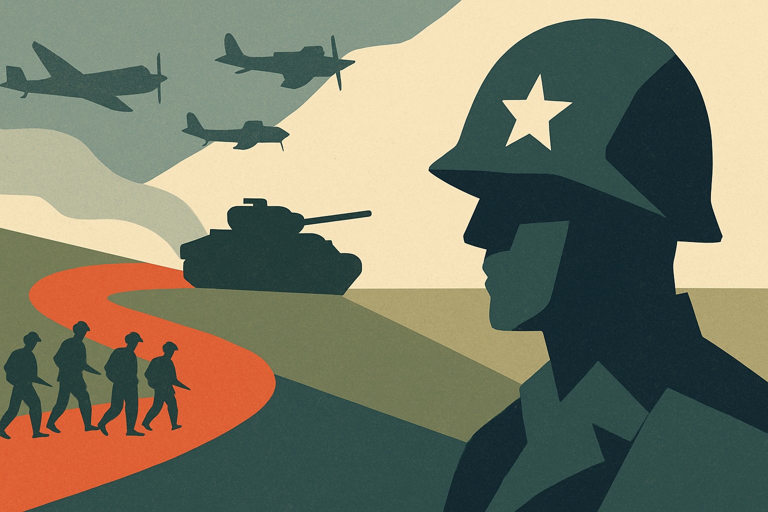 Editorial illustration for: The Remarkable Journey of a D-Day Division Under Patton's Command