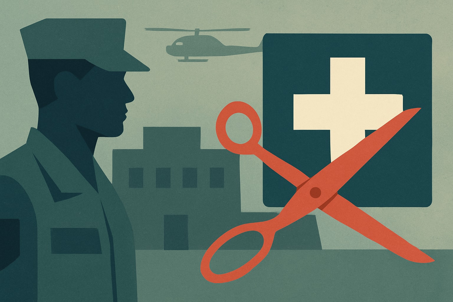 Editorial illustration for: Draft Defense Bill Would Halt Cuts to Military Health Facilities