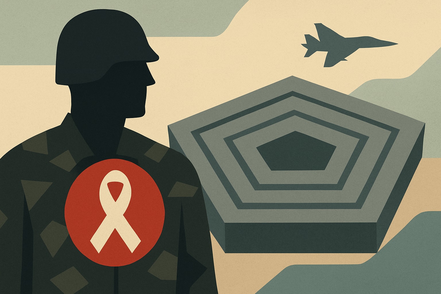 Editorial illustration for: Pentagon Challenges Court Ruling on HIV-Positive Recruits