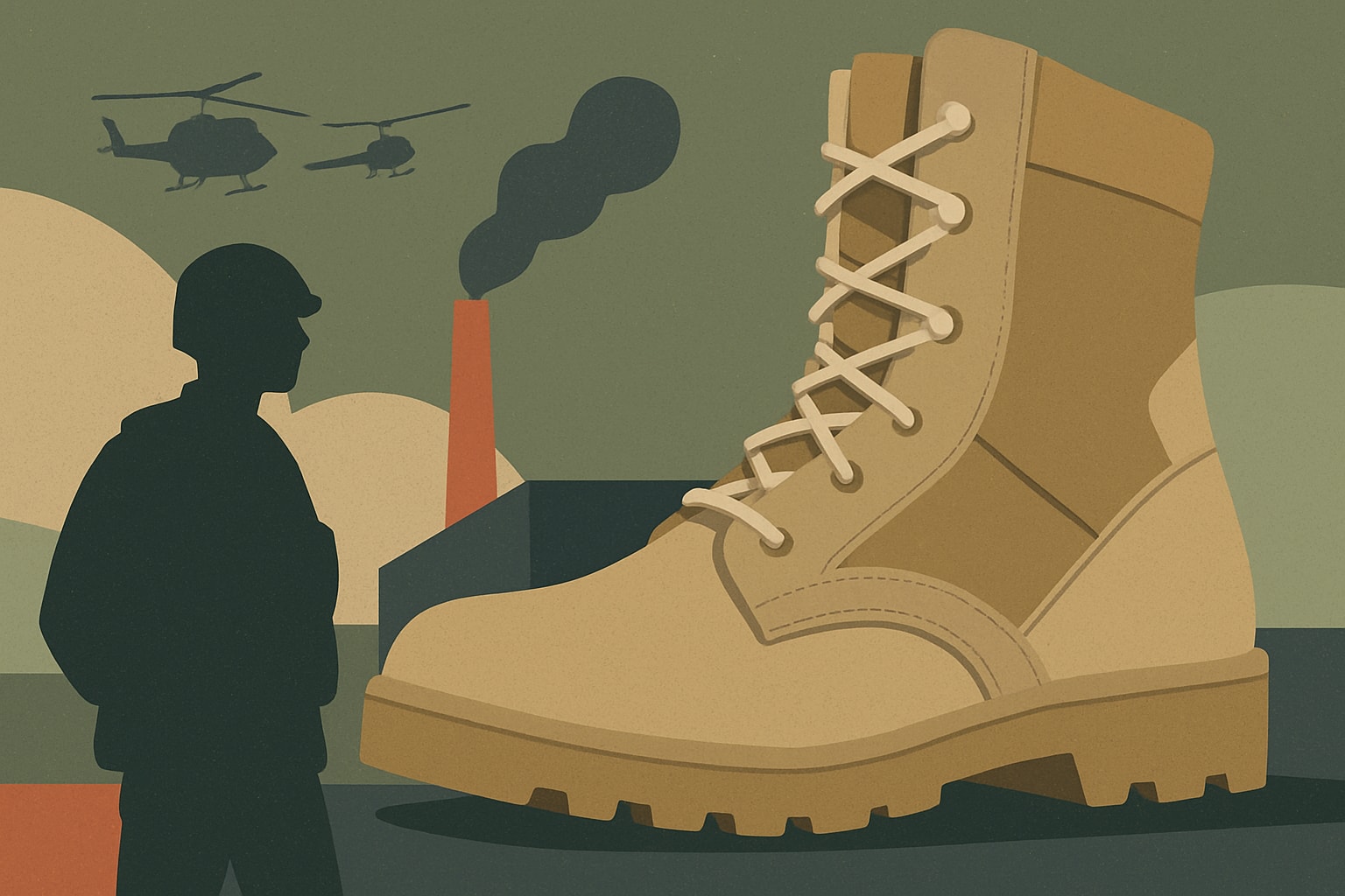 Editorial illustration for: Army Seeks US Manufacturers to Supply High-Quality Boots for Troops