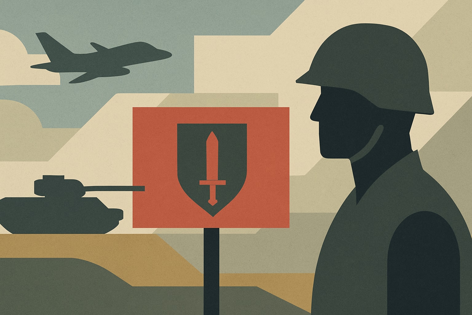 Editorial illustration for: House Panel Votes to Reinstate Non-Confederate Base Names and Adopt ‘Department of War’