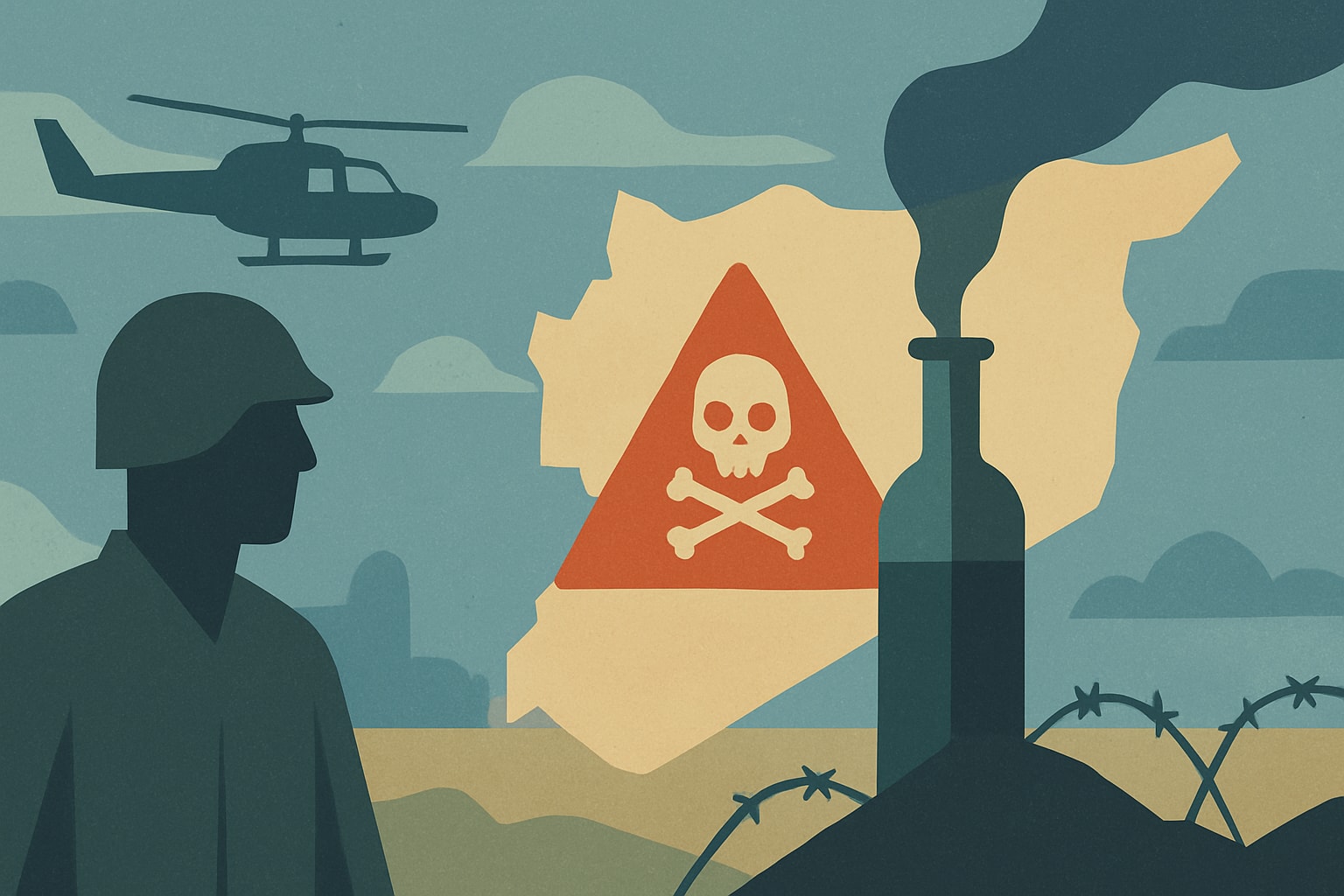 Editorial illustration for: Newly Discovered Chemical Weapons Sites in Syria Raise Security Concerns